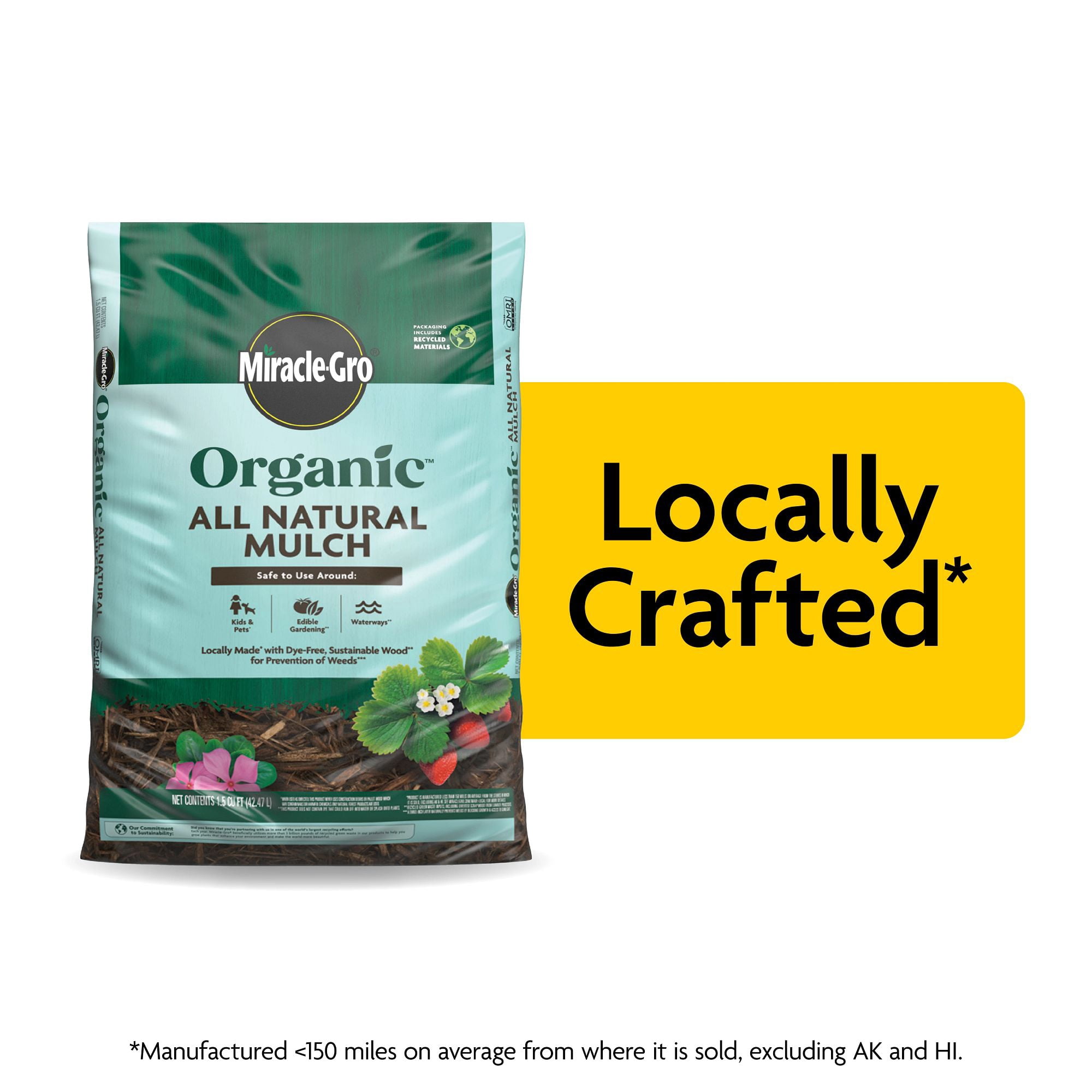 Miracle-Gro Organic All Natural Mulch for Gardening and Landscaping (Brown, 1.5 cu. ft.) 5f1uc