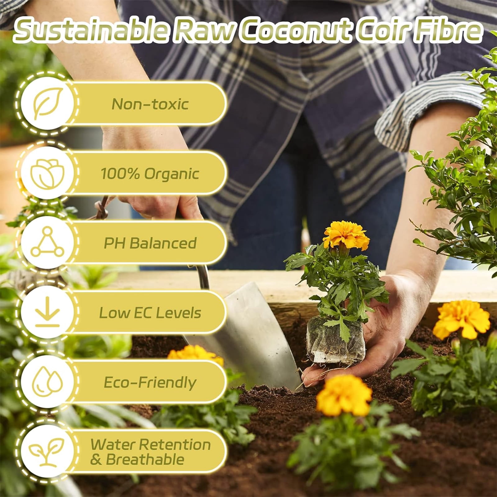 Legigo Organic Coco Coir Brick Compressed Coconut Fiber Soil Substrate for Gardening (1 Pack, 8 x 4 x 2 in) 1h0h4