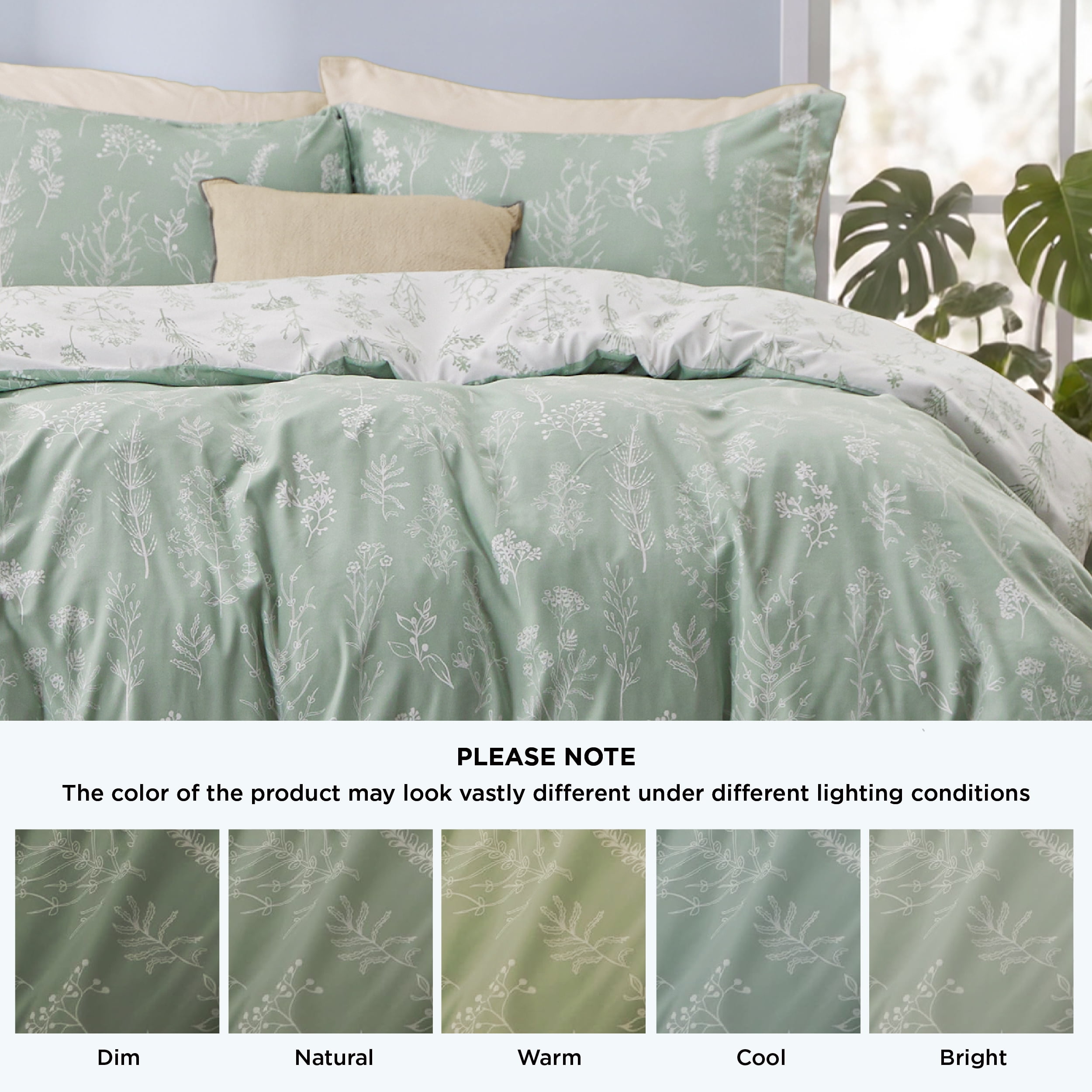 U by Bedsure Botanical Floral Comforter Set, Lightweight Soft Bedding with 2 Pillow Shams (Sage Green, Queen) tnr5d