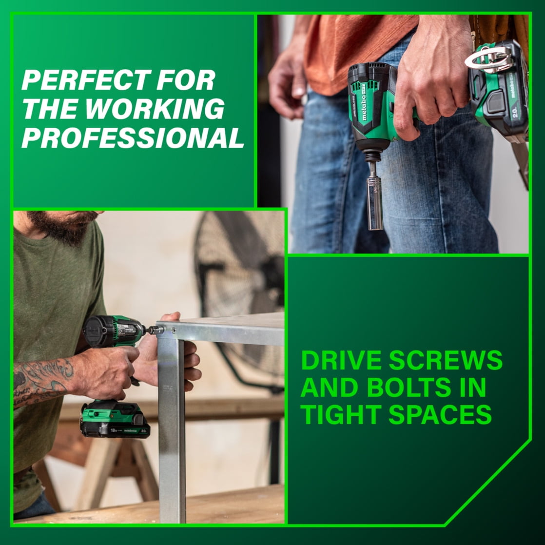 Metabo HPT 18V Cordless Impact Driver Kit, Brushless Motor, Variable Speed (Green, 1/4-In Chuck) bpxpi