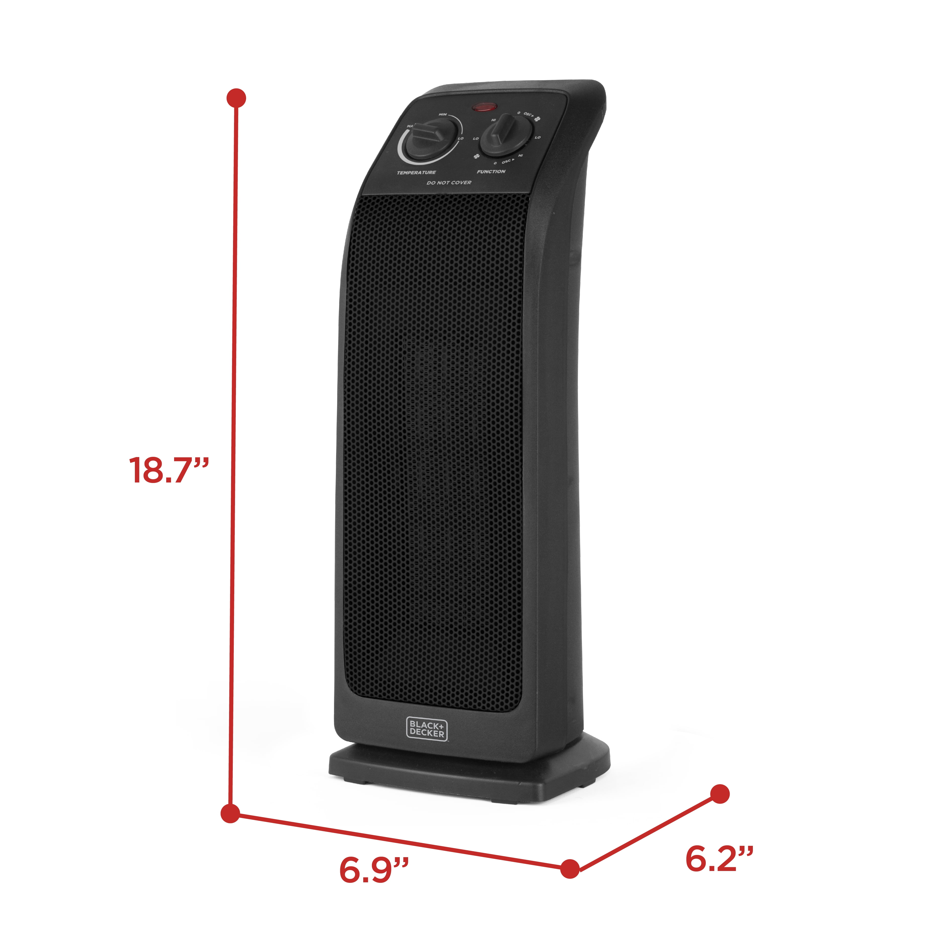 BLACK+DECKER Electric Ceramic Tower Space Heater (Black, 1500 Watt) 00ged