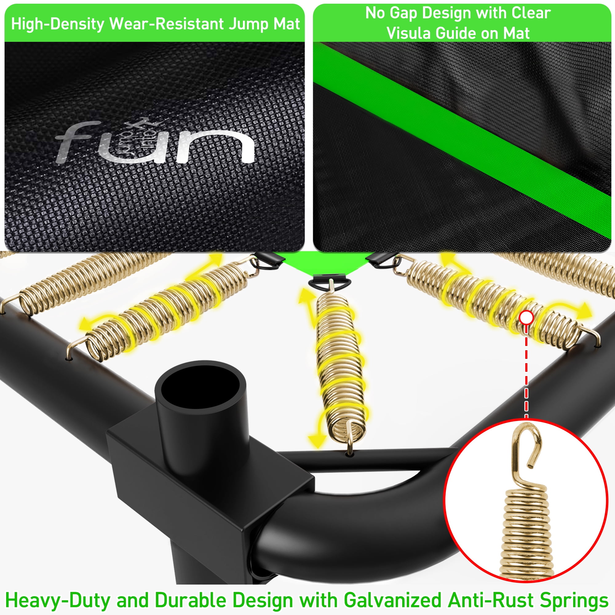 Jump Into Fun Rectangle Trampoline (Green, 8x14 ft) 8e0te