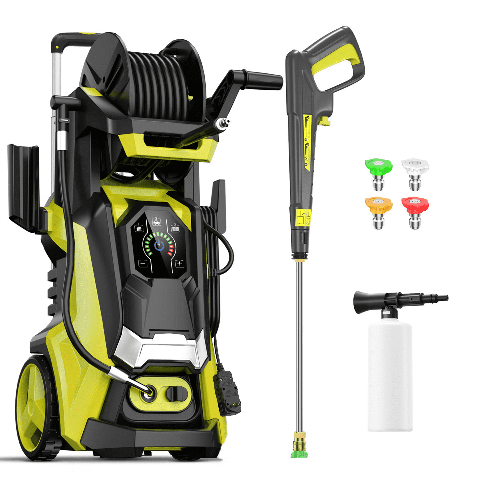 HONGDONG Electric Pressure Washer 4500 PSI 3.0 GPM with Touch Screen Control and 20 ft Hose Reel (Black, 4500 PSI) zoj4c