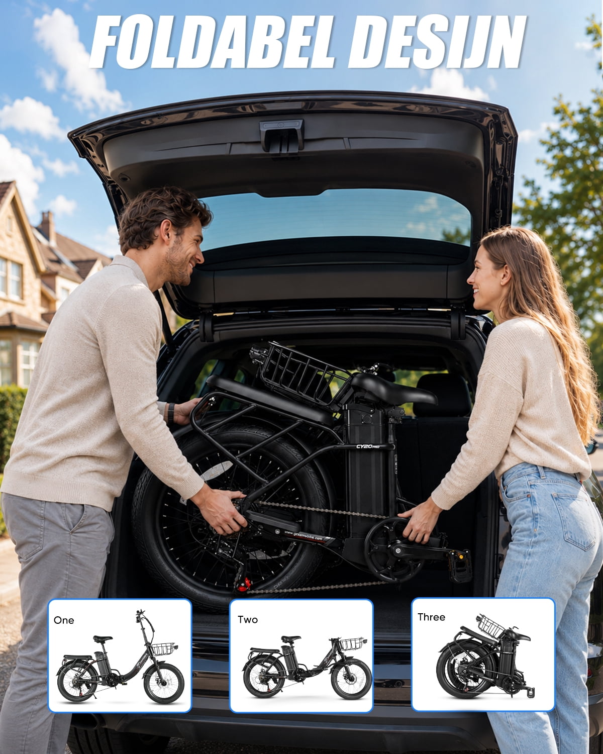 SAMEBIKE Electric Bike for Adults 20 in Fat Tire Folding Ebike with 1200W Motor and 48V 13Ah Battery (Black) xdw8n