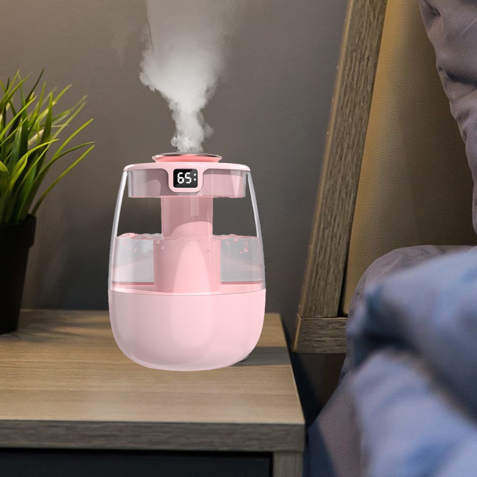 JikouIivo Ultrasonic Humidifier for Bedroom with Humidity Display and Night Light (Pink, 67.6 fl oz) lan4m