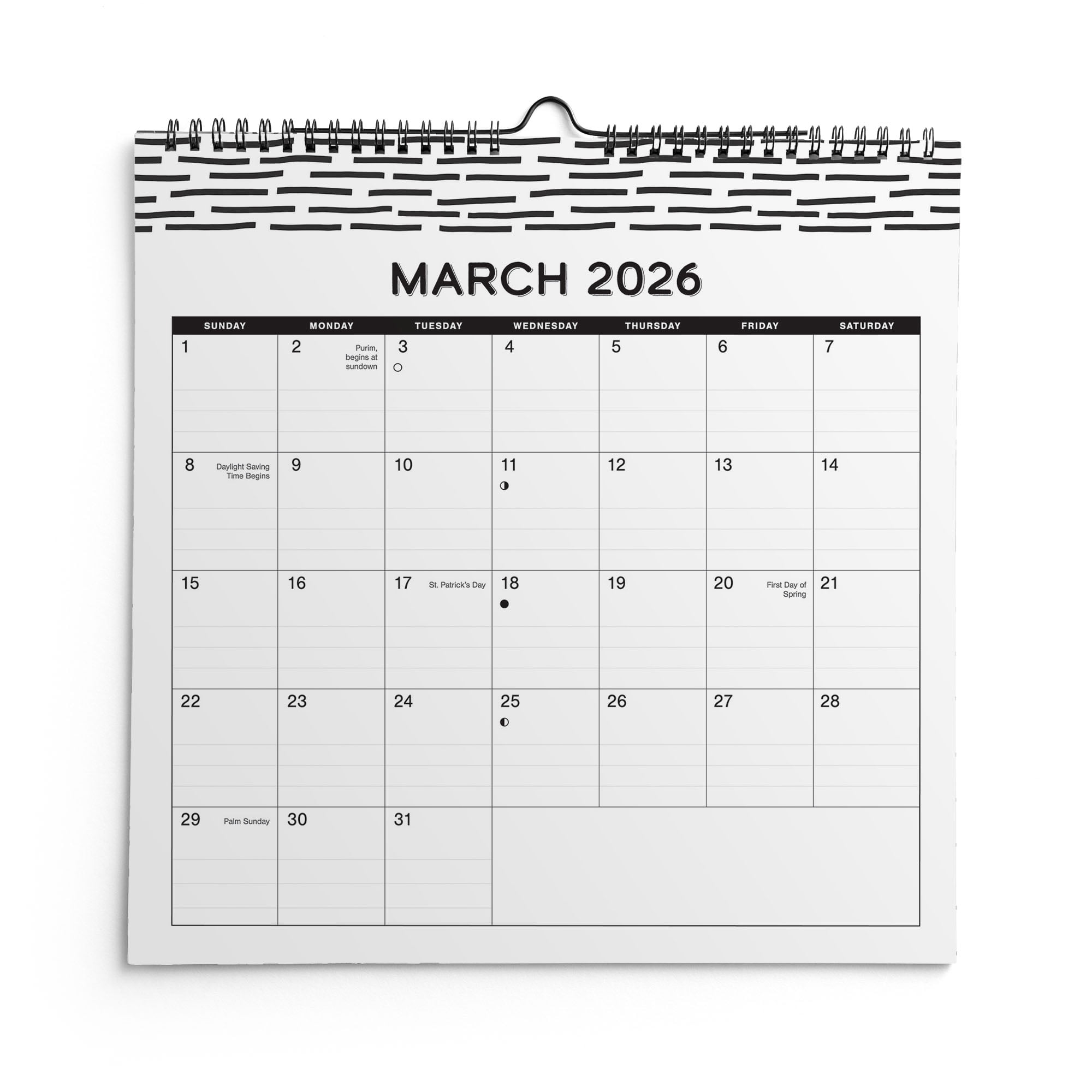Pen+Gear 2026 Monthly Spiral Wall Calendar (Black, 12 in x 12 in) 6acbj