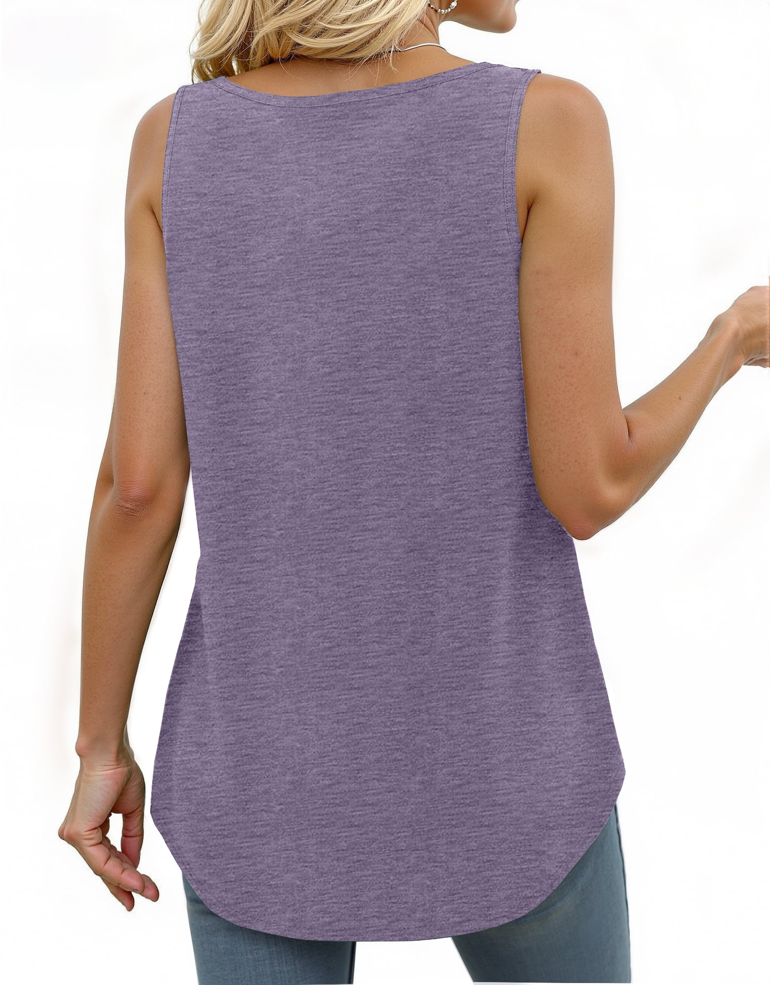 MOSHU Womens V-Neck Tank Top Sleeveless Pleated Front Summer Shirt (L) 0r6j5