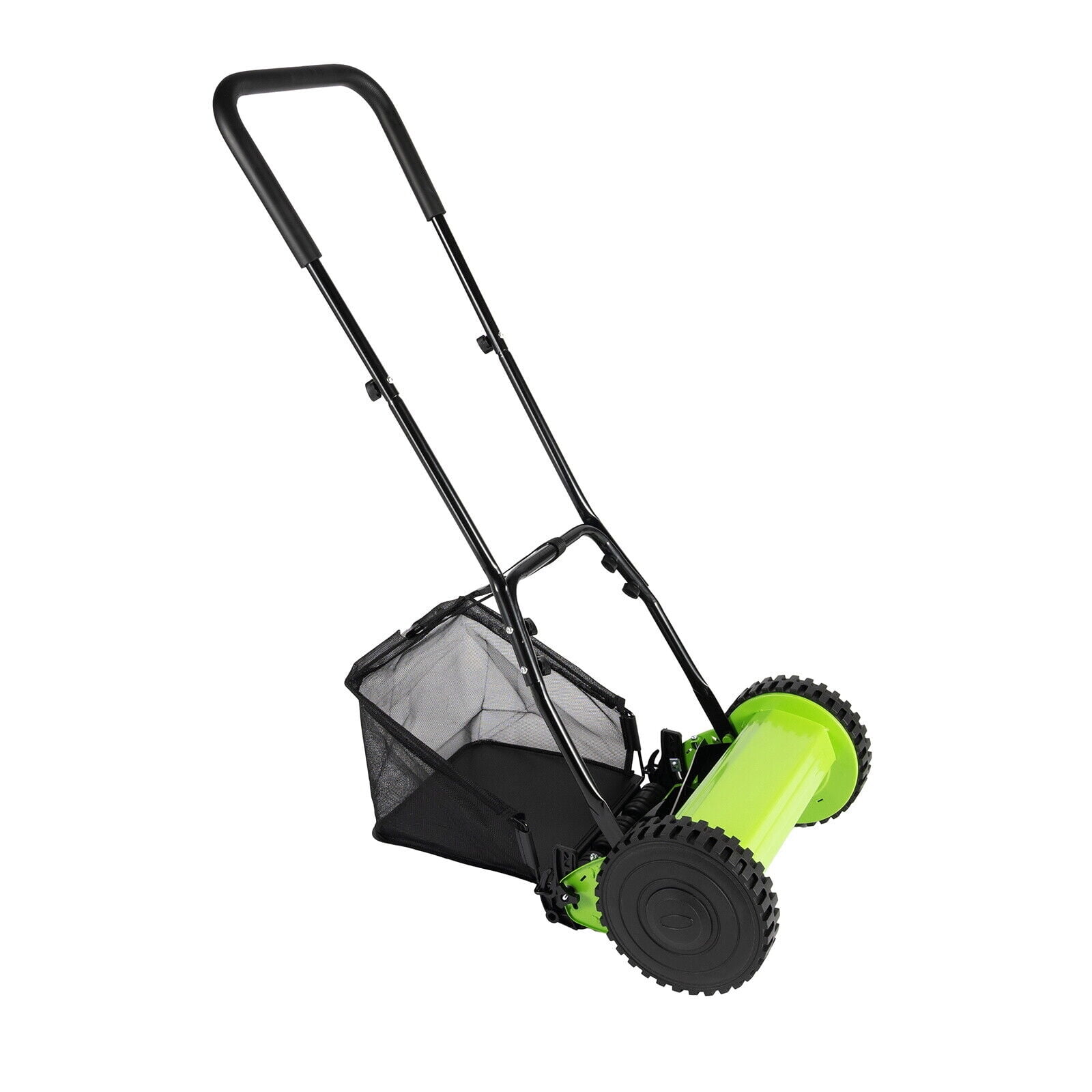 Generic Hand Push Reel Lawn Mower with Grass Catcher and Adjustable Cutting Height (Green, 12 in) alwo9