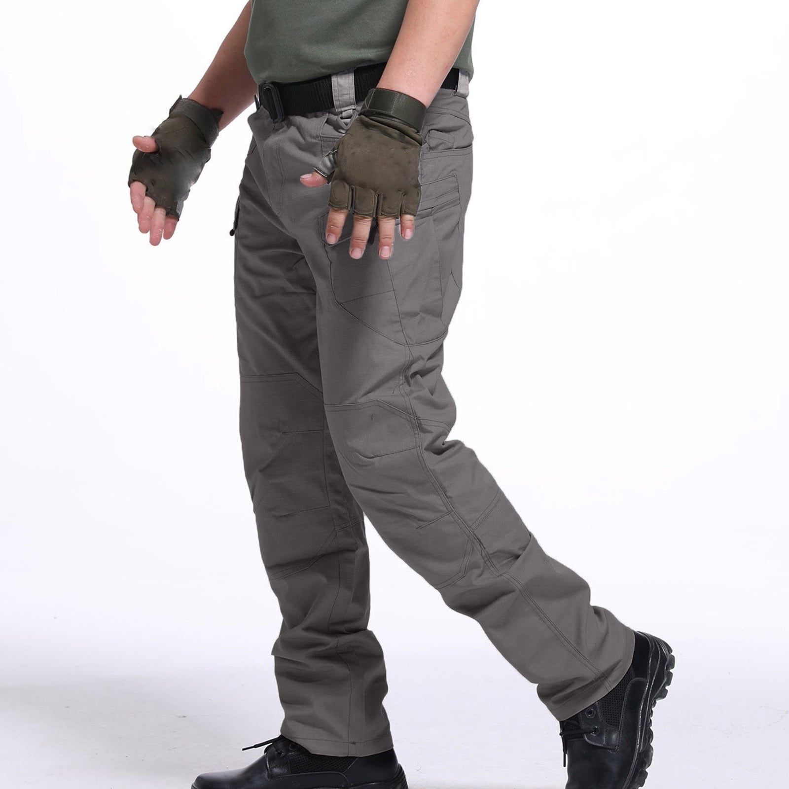 QATAINLAV Men's Tactical Cargo Pants Waterproof Rip-Resistant Outdoor Hiking Trousers (Gray, 4XL) 0bzxf