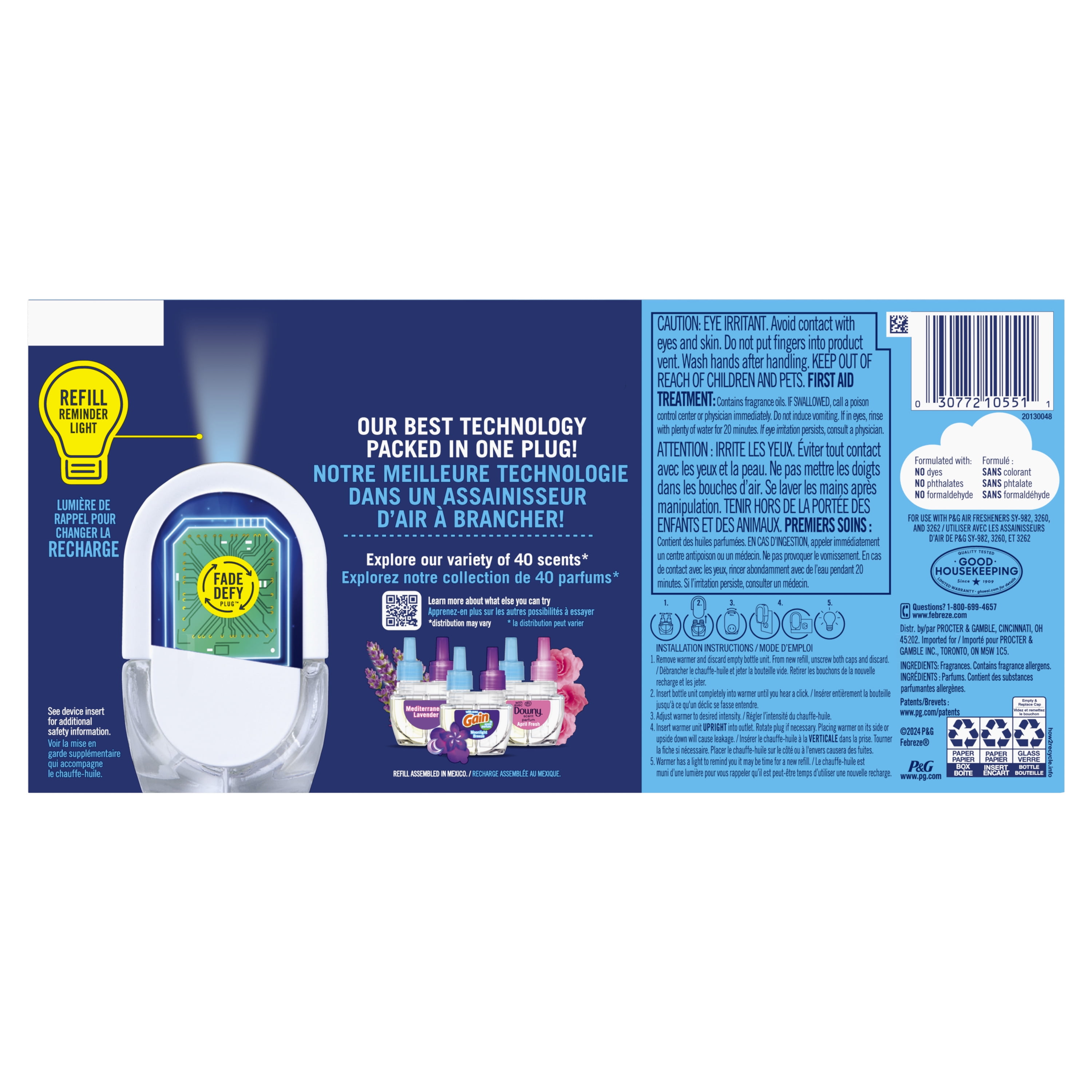 Febreze Fade Defy Plug In Air Freshener Scented Oil Refill (Gain Original, 4 Count, 0.87 fl oz each) cn3wz