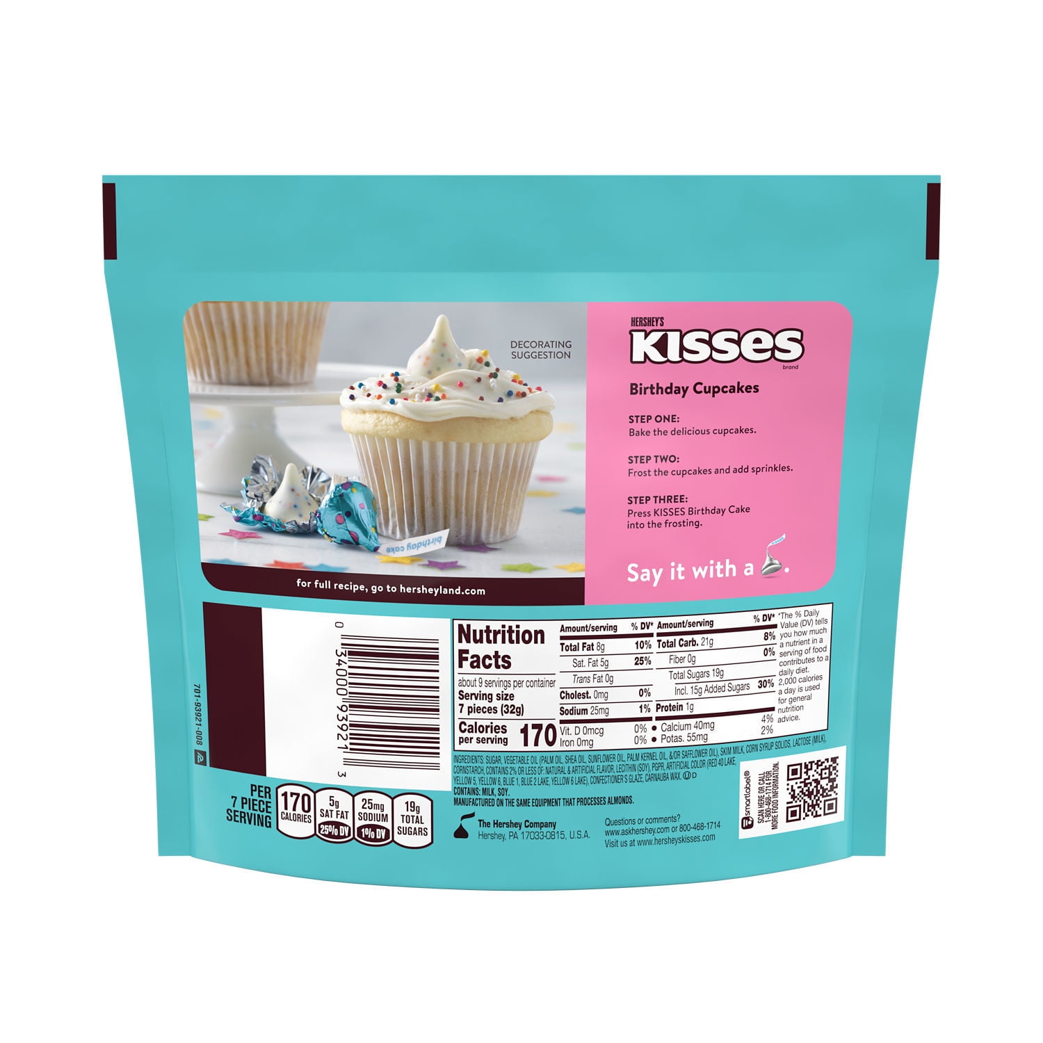 Hershey's Kisses Birthday Cake Flavored Creme Candy with Sprinkles (10 oz) nx11y
