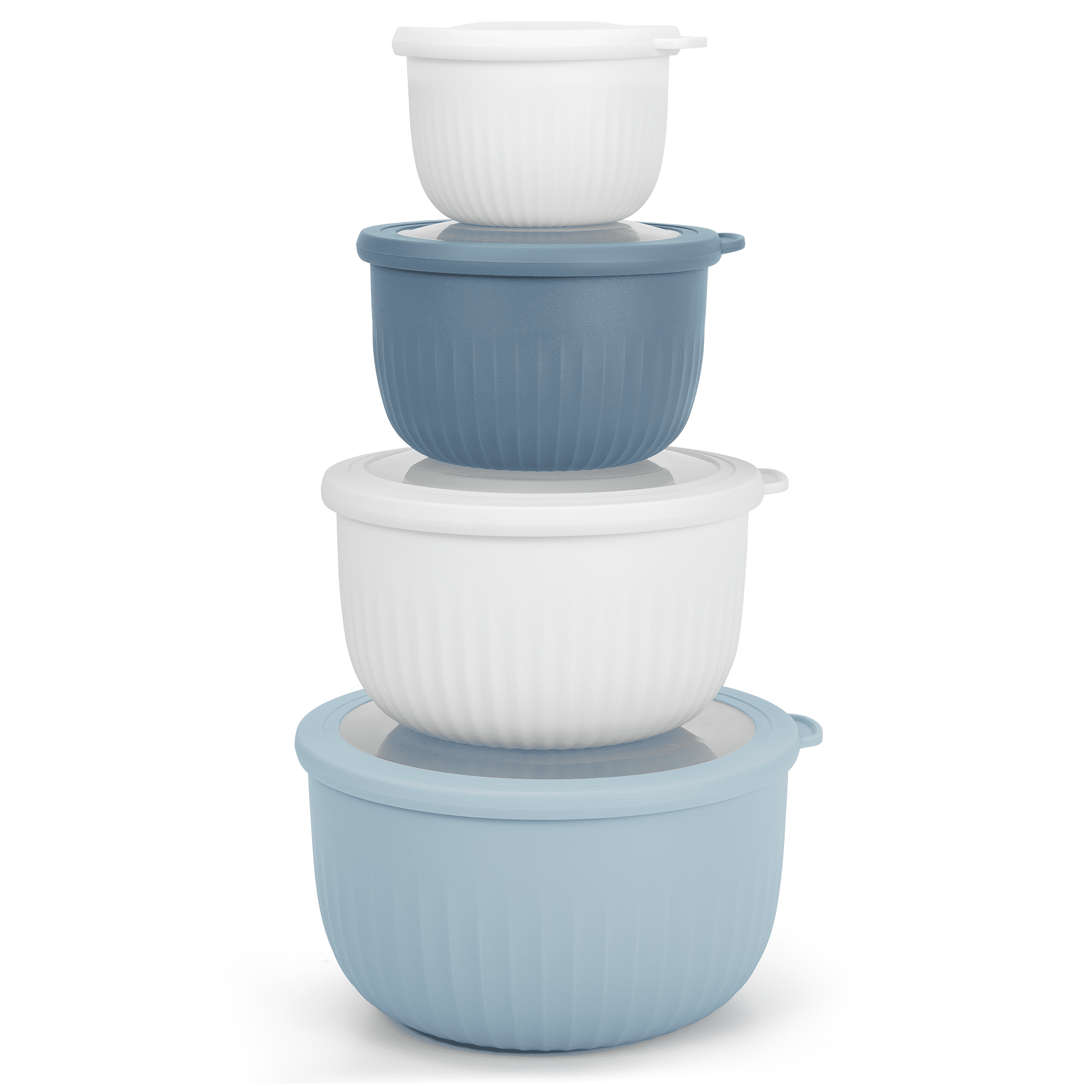 GPED 8-Piece Nesting Mixing Bowl Set with Airtight Lids, BPA-Free Plastic Prep Bowls for Kitchen Cooking and Storage (Blue, 8-Piece Set) o380n