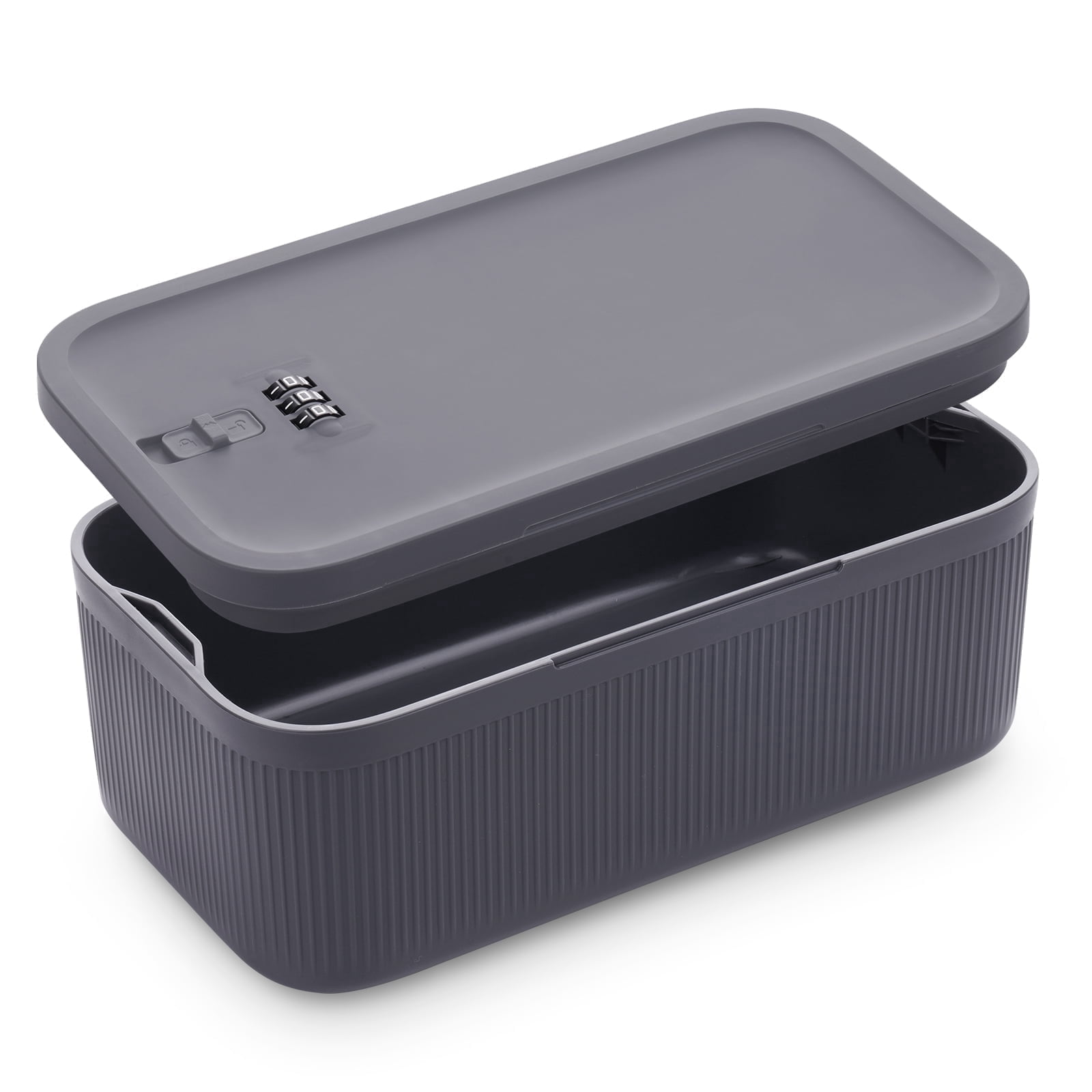 Locbbie Lockable Storage Box with 3-Digit Combination Code (Grey, 11.8 in x 7.9 in x 6.3 in) 53gfs