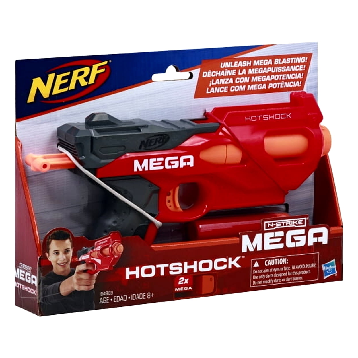 Nerf N-Strike HotShock Blaster, Mega Dart Launcher with Storage (Red, 1 Blaster) 9kmyr
