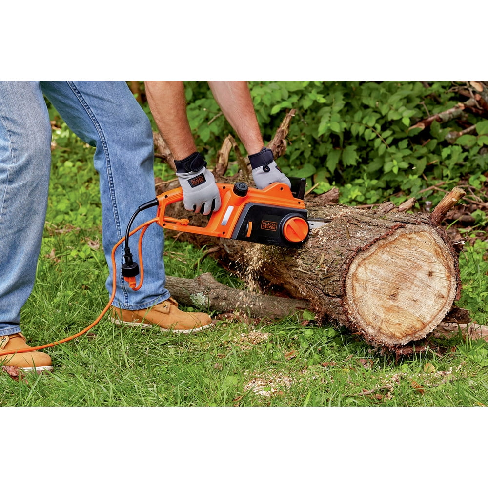 BLACK+DECKER 16 in 12 Amp Corded Electric Chainsaw with Tool-Free Tensioning (Black, 10 lb) udko7