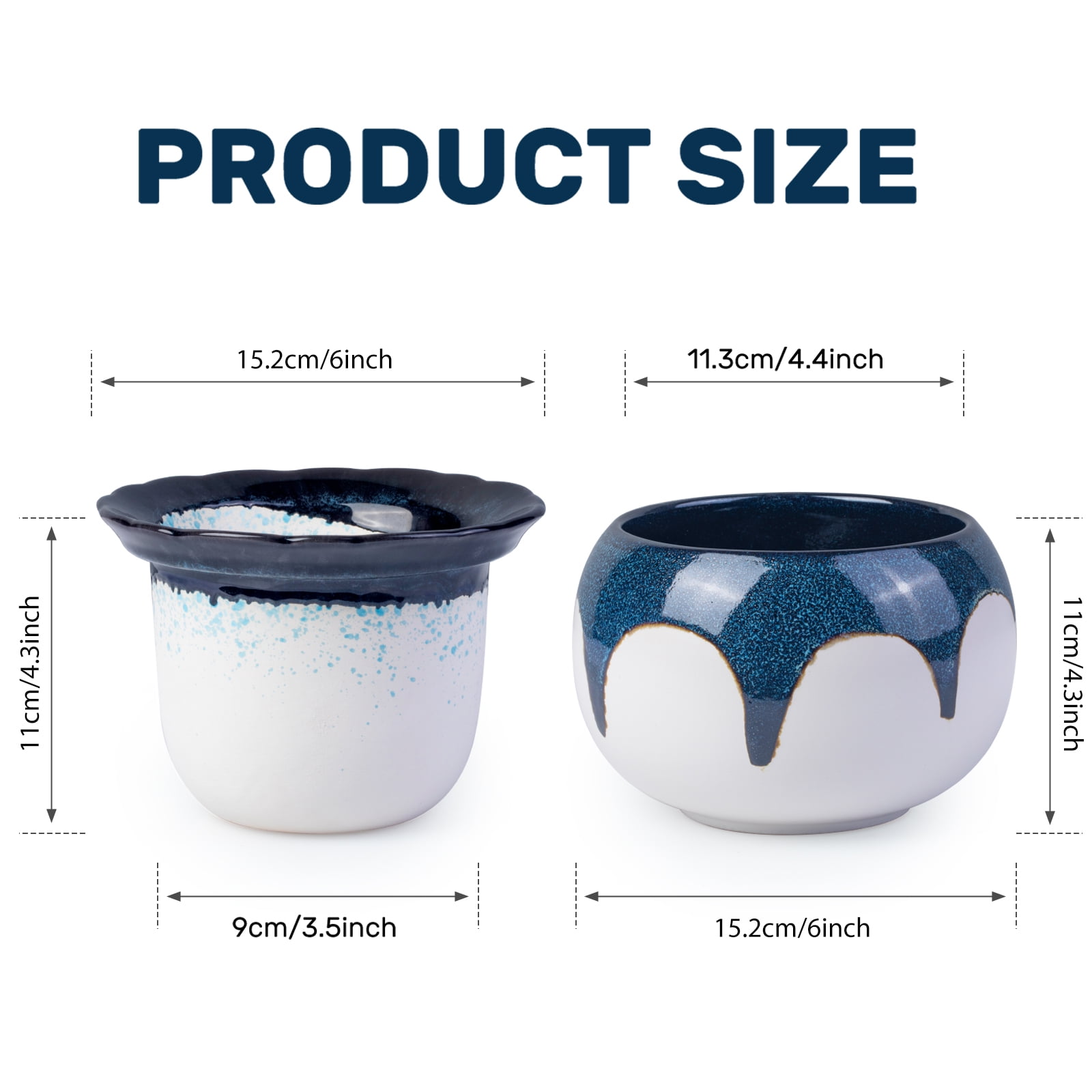 EFISPSS Self-Watering Ceramic African Violet Pot, Minimalist Indoor Planter for Succulents and Herbs (Blue Gradient, 6 in) wgnjo