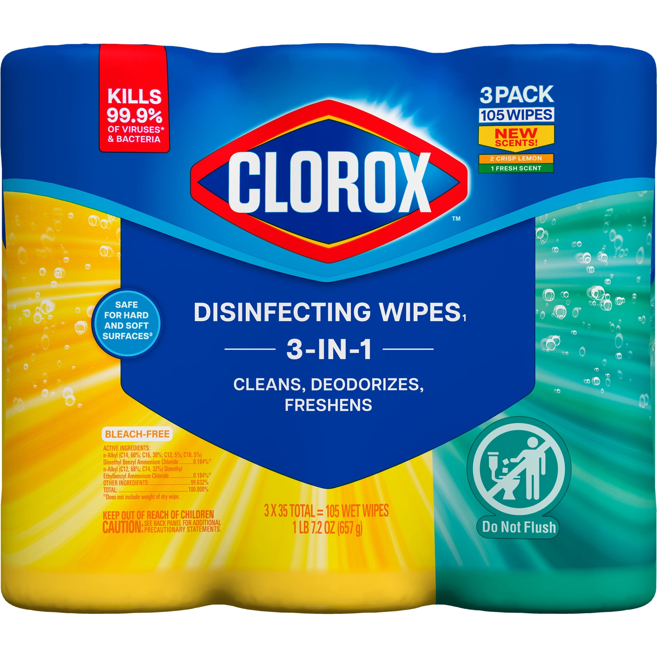 Clorox Disinfecting Cleaning Wipes Variety Pack (Fresh Scent and Crisp Lemon, 105 Count Total) ts1oh