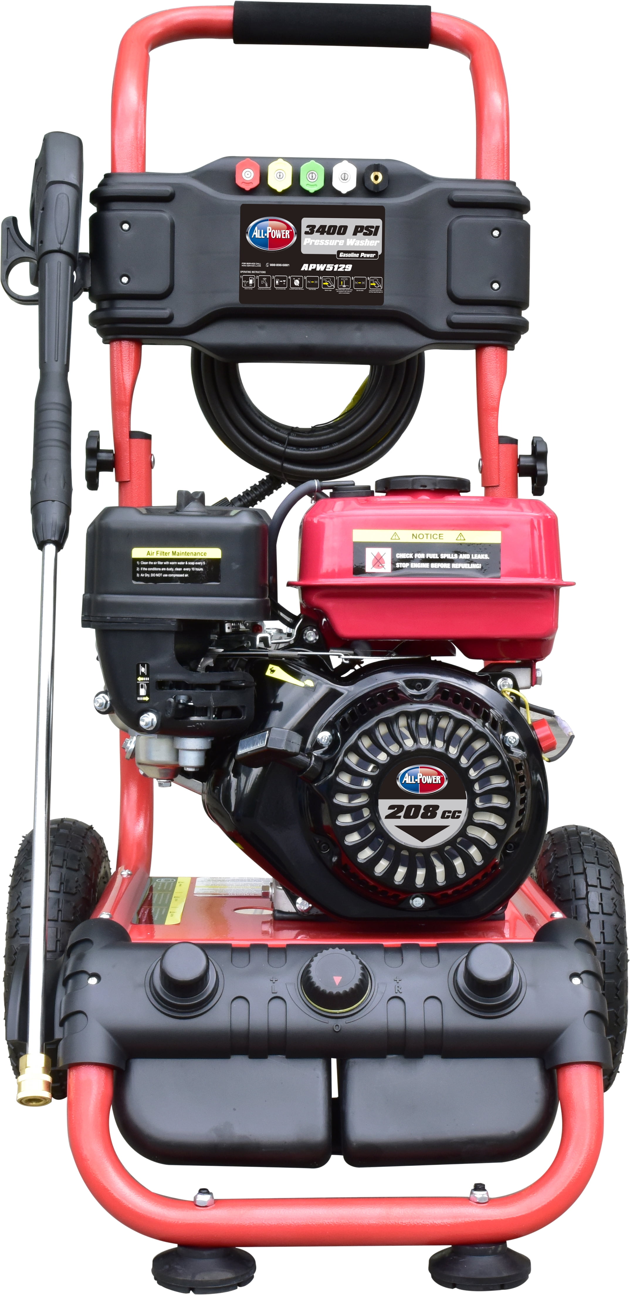 All-Power Gas Pressure Washer, 3400 PSI 2.6 GPM Heavy-Duty Outdoor Cleaner with 30 ft Hose (Black, 208cc Engine) pasv2