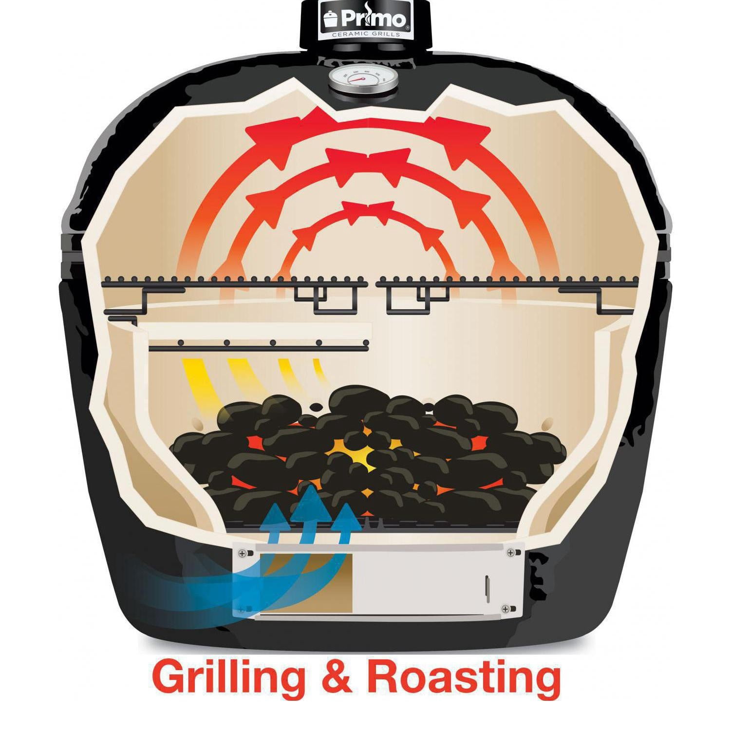 Primo Oval Large 300 Ceramic Kamado Grill with Stainless Steel Grates (Black, 300 sq in) 1ojuj