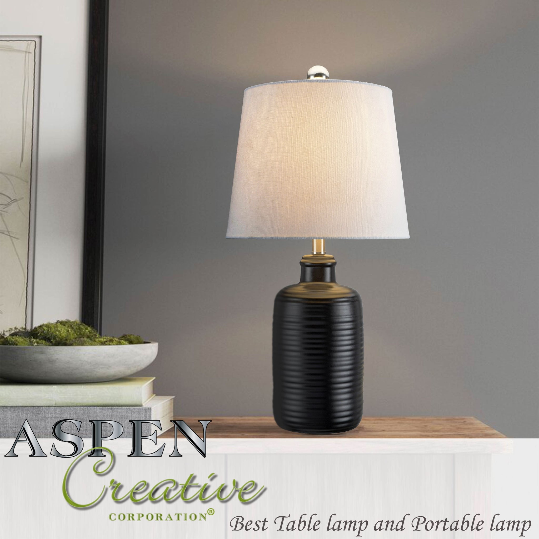 Aspen Creative Ceramic Table Lamp with Empire Shade (Mint, 14.5 in Height) 53j9h