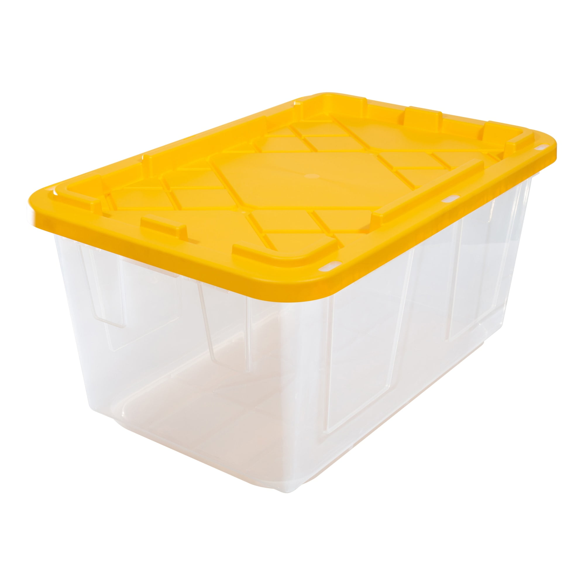 Greenmade Professional Heavy-Duty Storage Totes with Snap-Tight Lids (Clear/Yellow, 27 Gallon, 4-Pack) 0nxyd