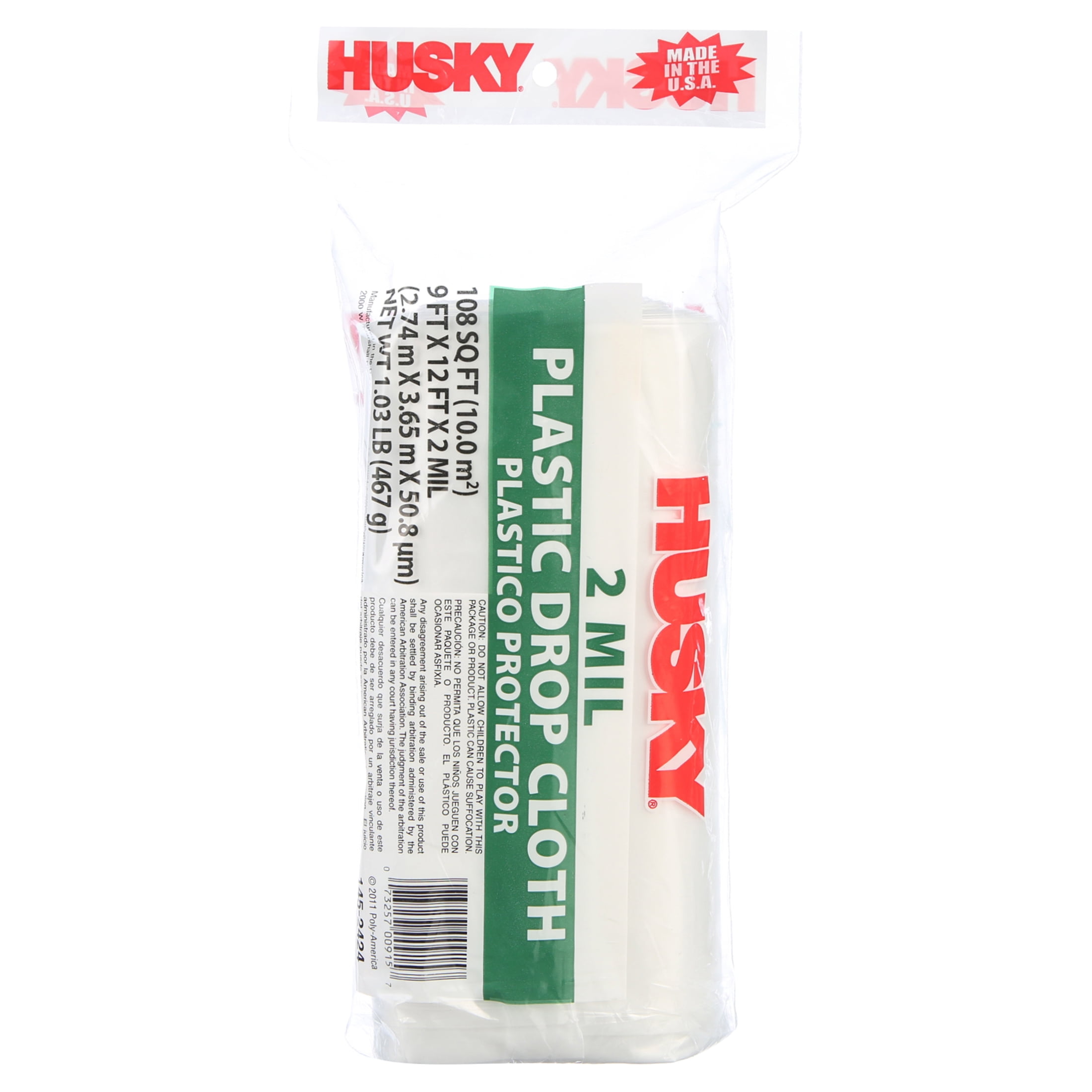 Husky Medium-Duty Plastic Drop Cloth (Clear, 9 ft x 12 ft) mrdib