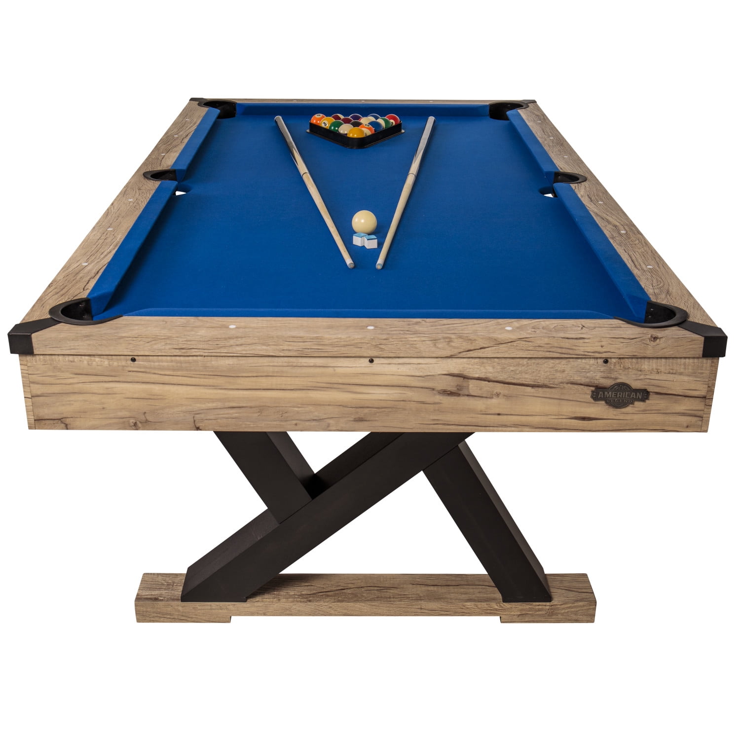 American Legend Kirkwood 84 in Billiard Table with Rustic Blond Finish and Royal Blue Cloth (84 in) kfsxd