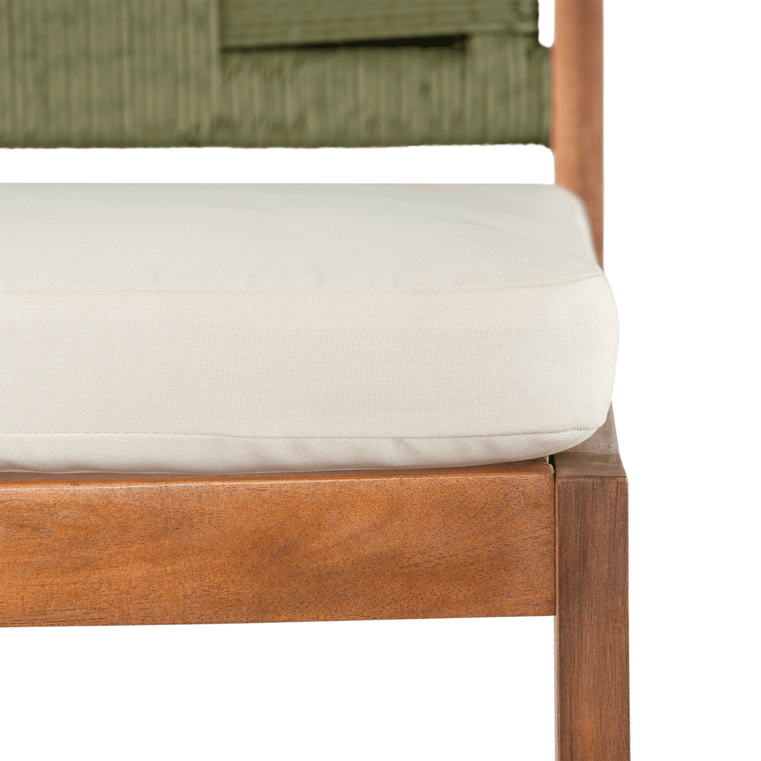 Tcbosik Outdoor Acacia Wood Bar Stools with Wicker Back and Cushions (Cream & Green, 2-Piece Set) sohbd