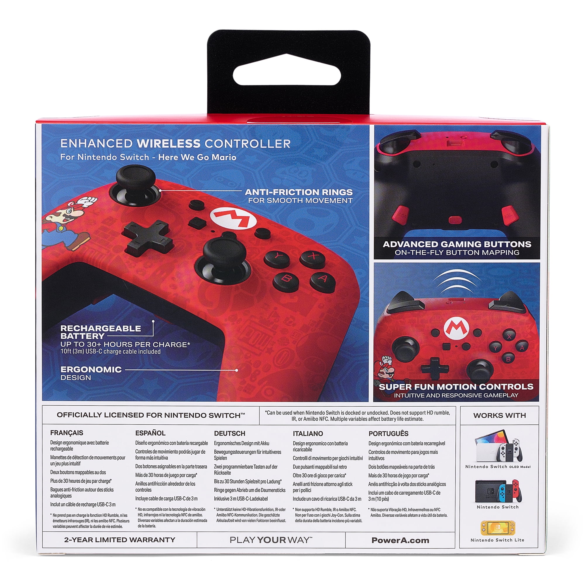 PowerA Enhanced Wireless Controller for Nintendo Switch - Here We Go Mario (1 Count) xm32k