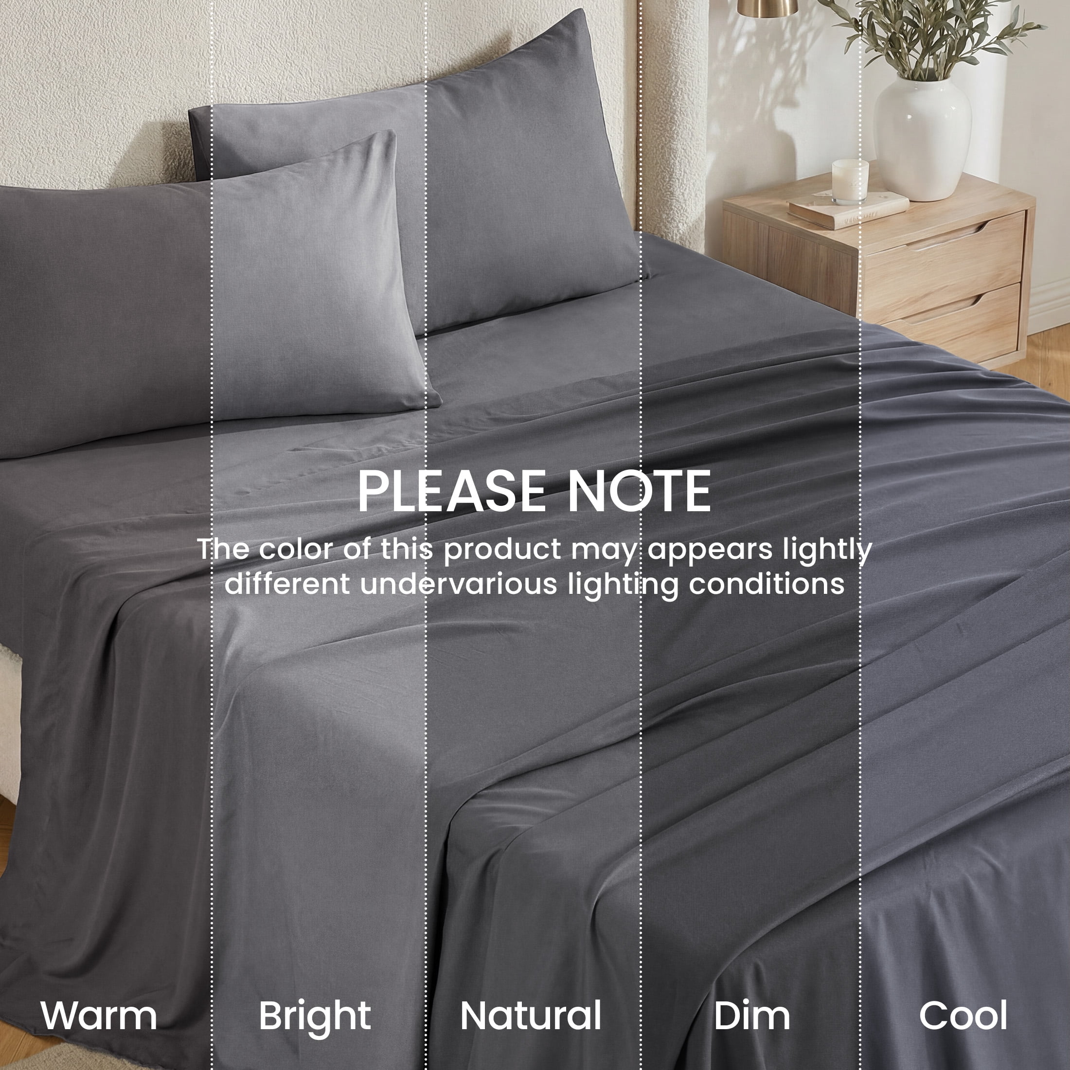 SASTTIE Queen Sheet Set Brushed Microfiber 4-Piece Bedding with 16-inch Deep Pocket (Grey, Queen) an6gy