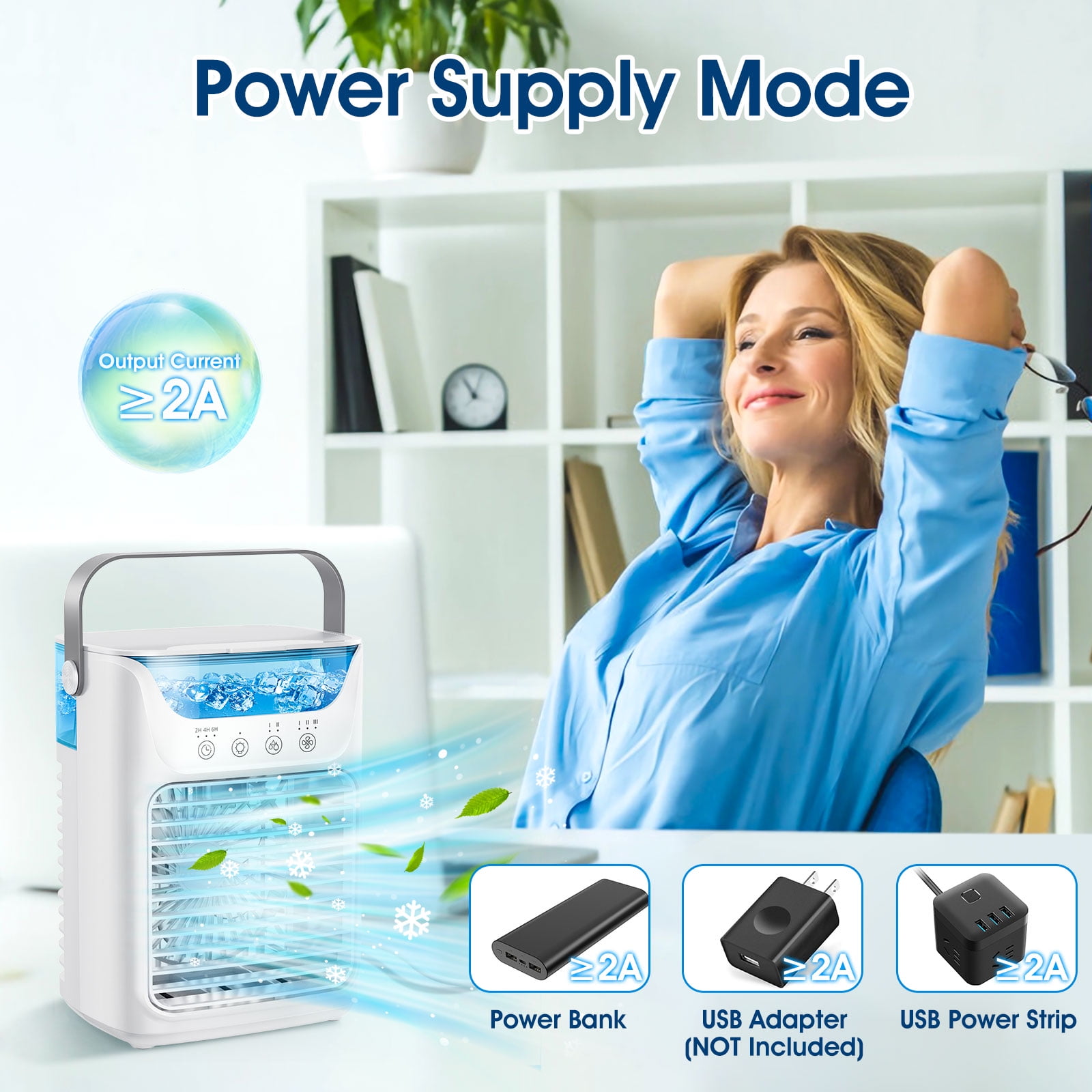 AITREE Portable Air Conditioner 3-in-1 Personal Cooling Fan with Humidifier and Mist (White, 23.67 fl oz) 6e6x3