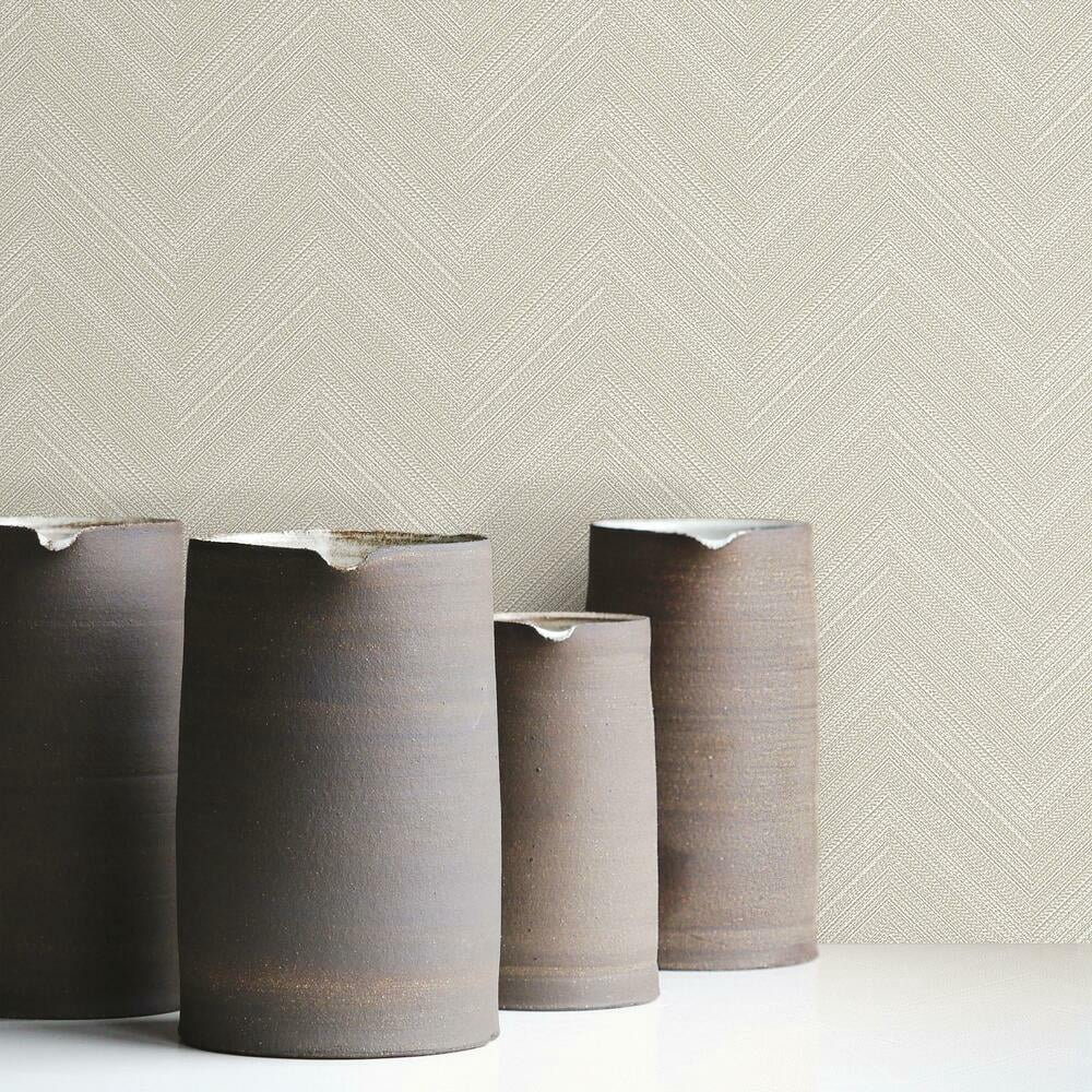 RoomMates Herringbone Weave Peel and Stick Wallpaper (Beige, 28.29 sq ft) 0rw7g