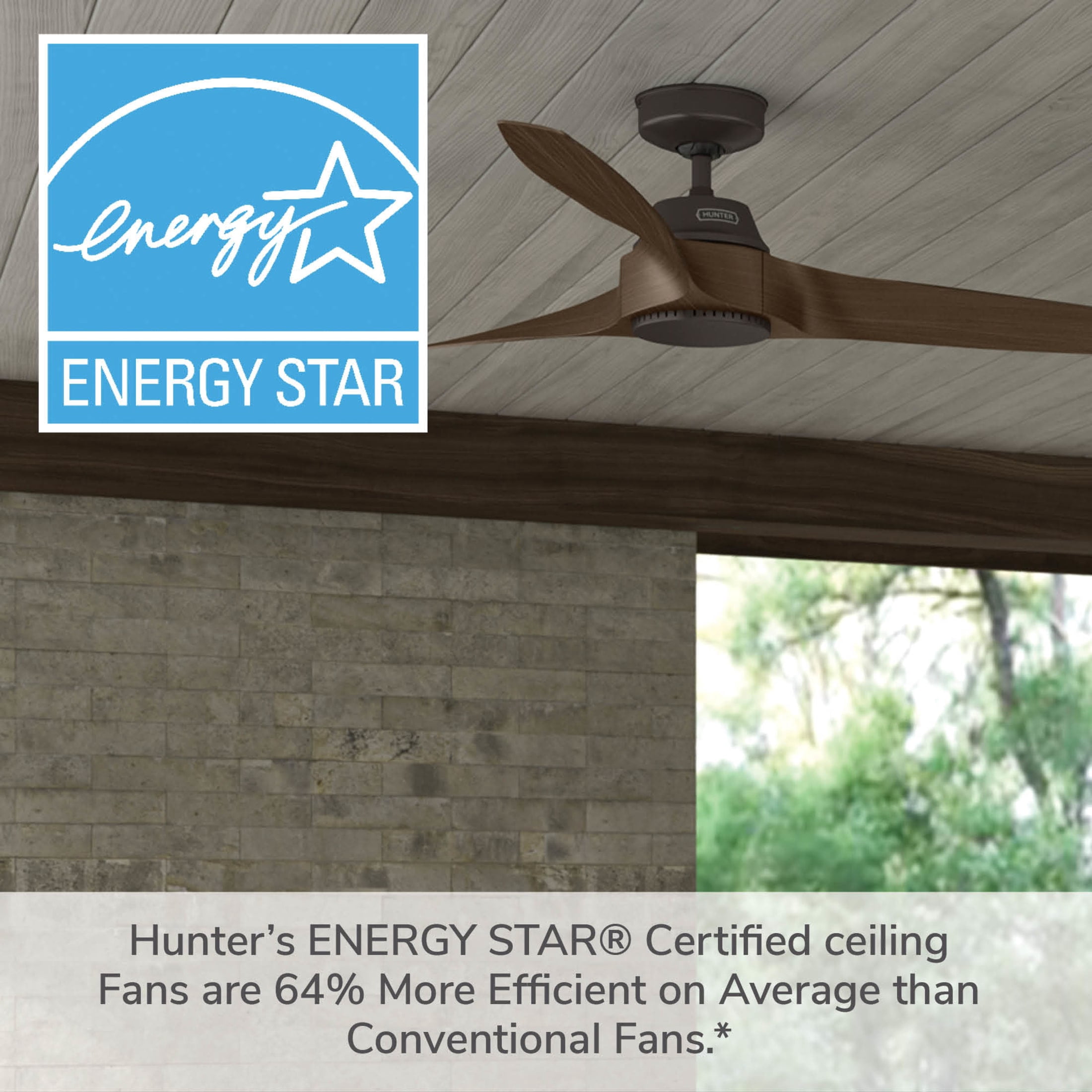 Hunter Mosley Indoor/Outdoor Ceiling Fan with Wall Control (Premier Bronze, 60 in) 3yakt