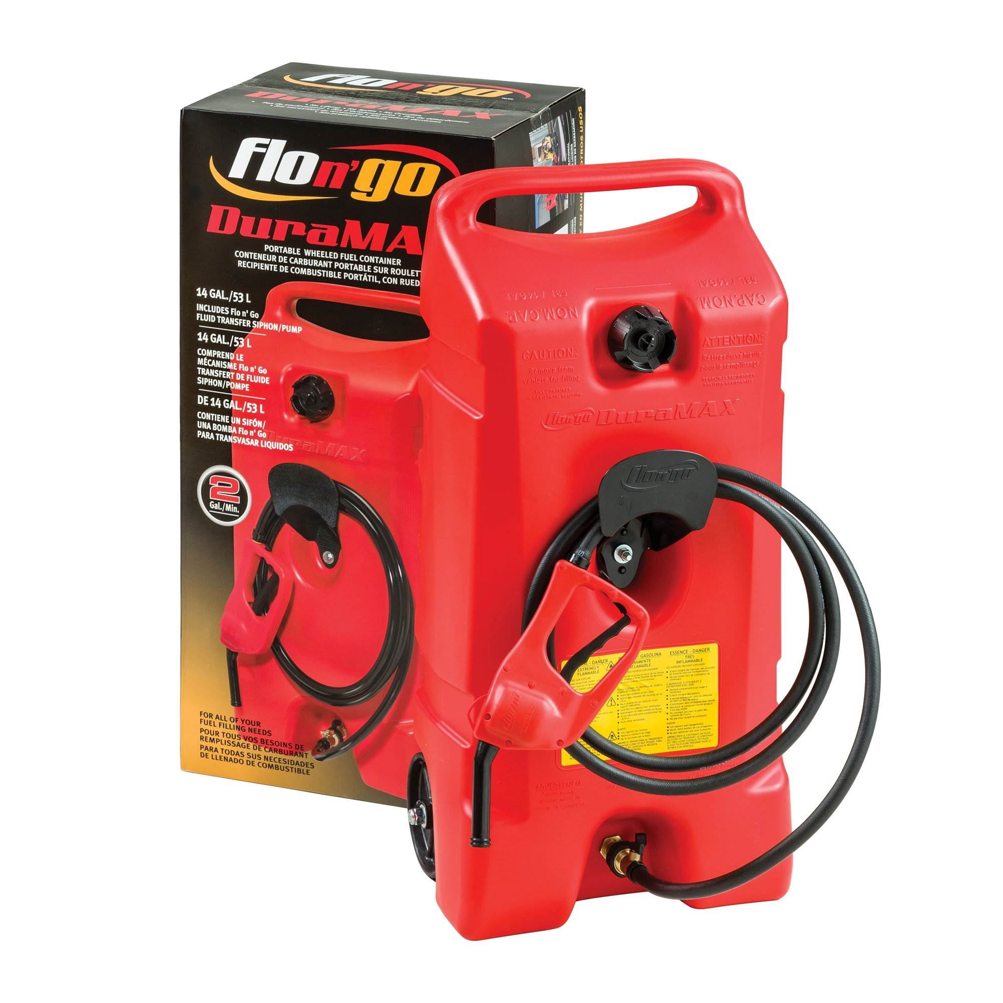 Scepter Flo N Go Duramax 14 Gallon Wheeled Fuel Transfer Caddy with Siphon Pump (Red, 14 Gallon) whab7