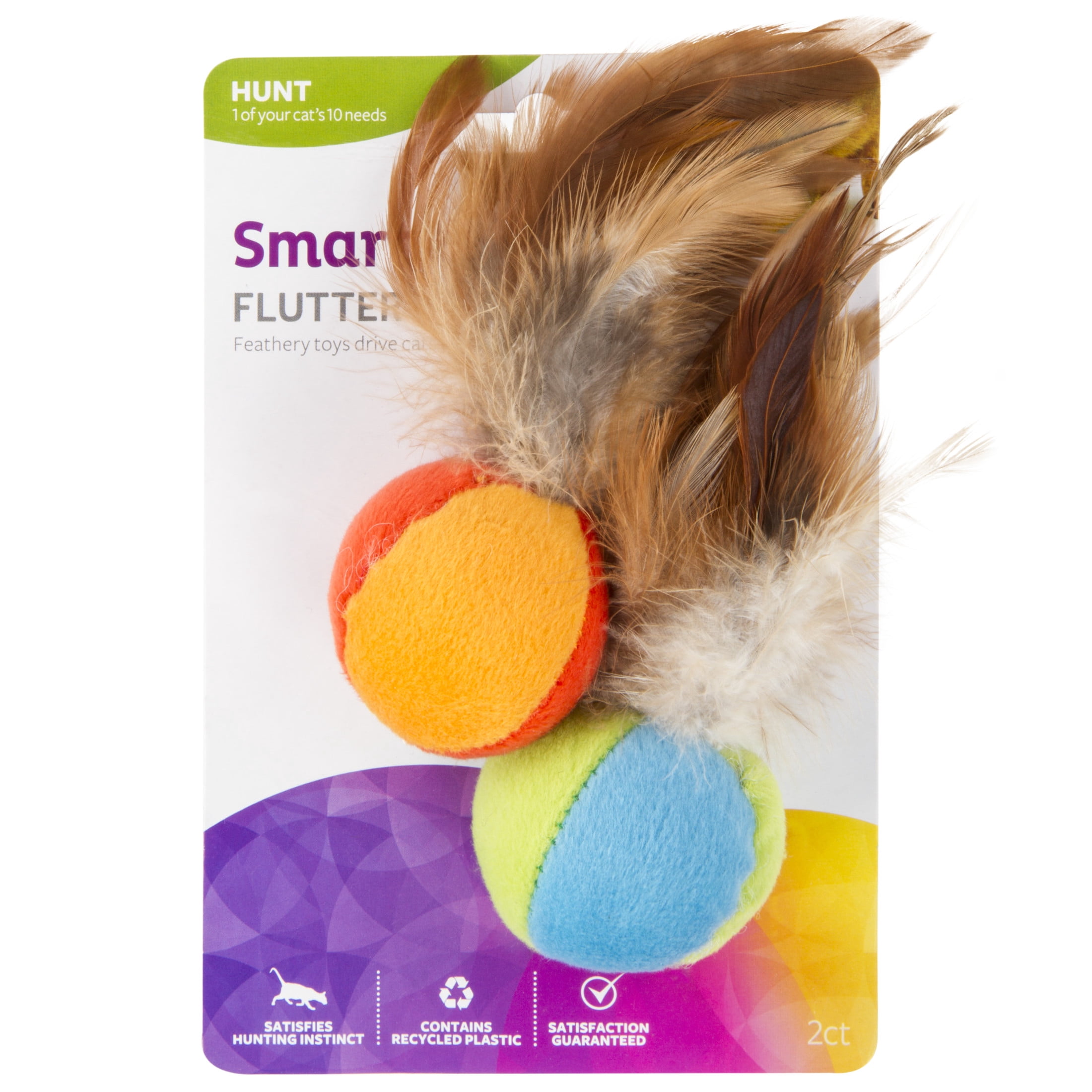 SmartyKat Flutter Balls Plush Catnip Cat Toys (Blue, 2 Pack) v8j6s - Image 9