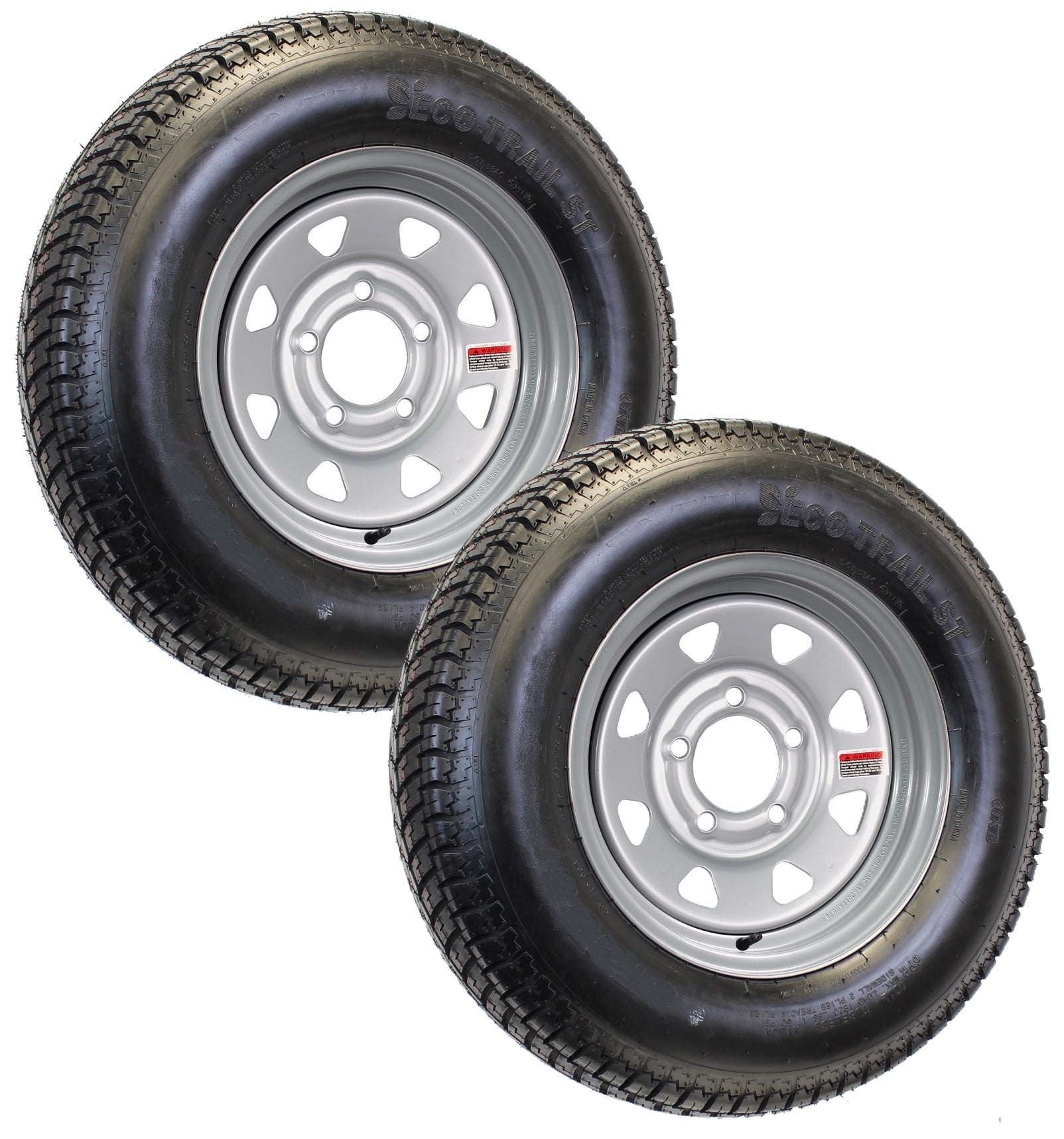 eCustomRim Trailer Tire and Rim Assembly (ST175/80R13, 5 Lug, Silver, 2-Pack) mojmw