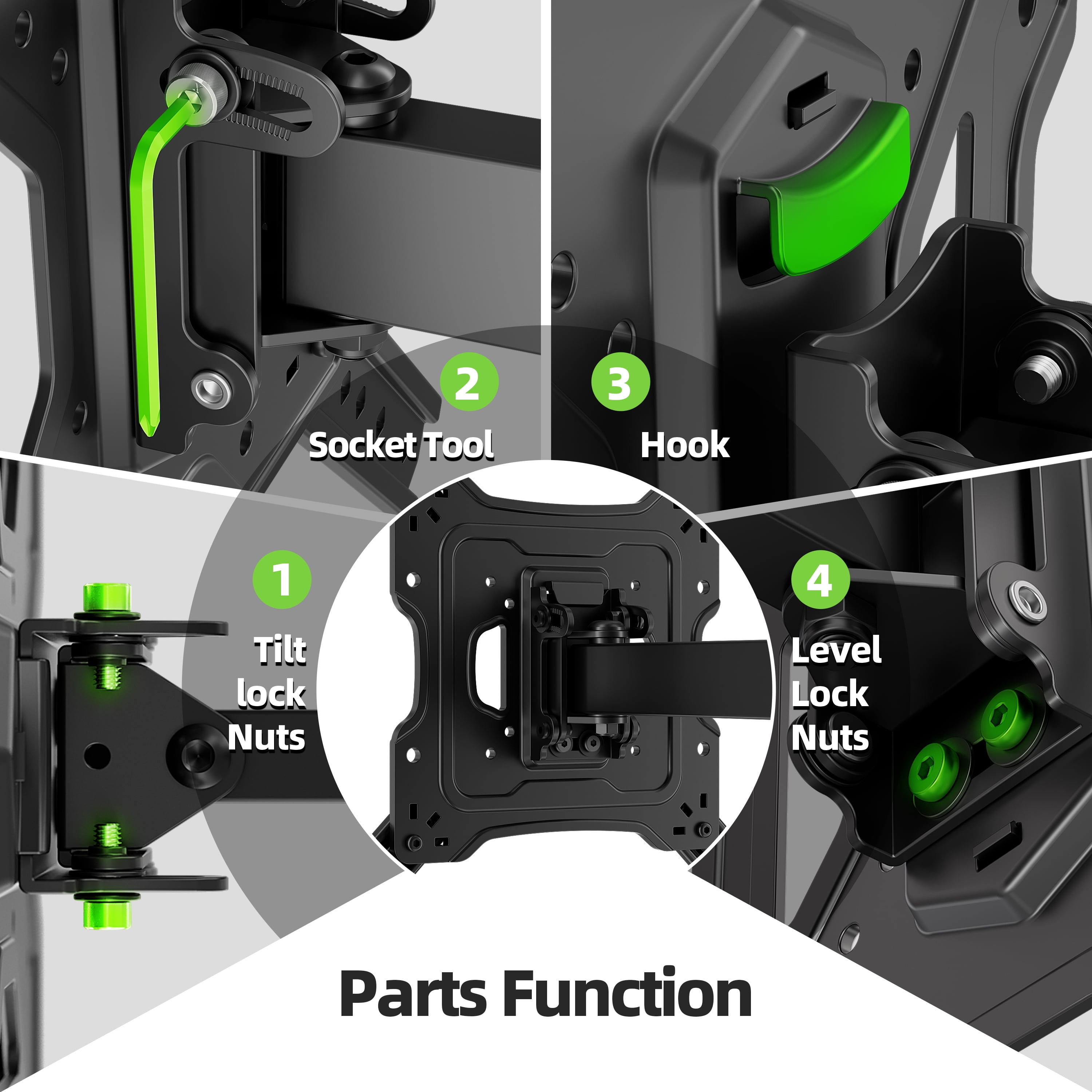 USX MOUNT Full Motion TV Wall Mount Bracket for 23 to 65 Inch Flat and Curved Screens (Black, 77 lb Capacity) 446ip