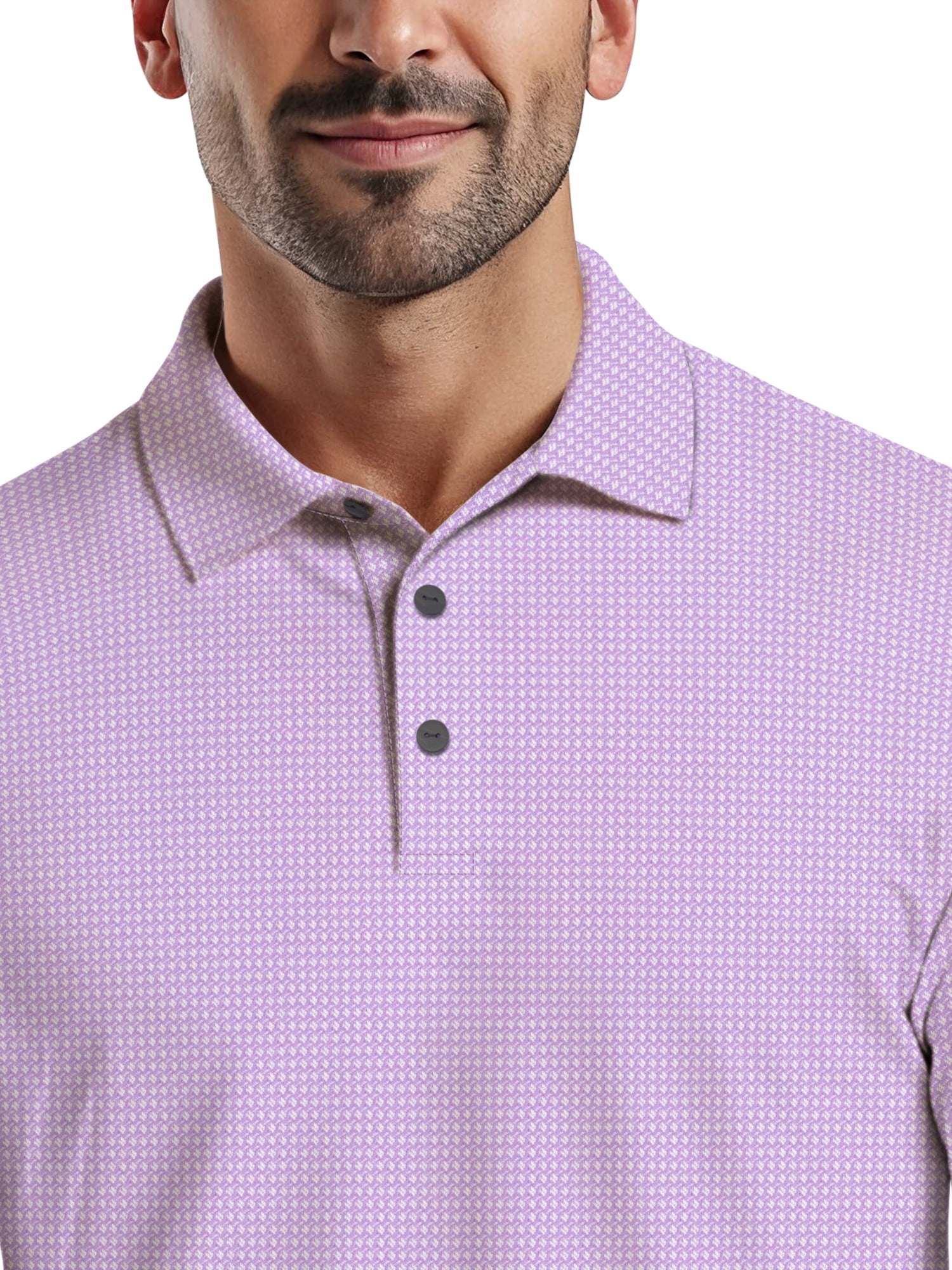Ben Hogan Men's Performance Eco Mini Geo Jacquard Short Sleeve Polo Shirt (Violet Tulip, L) lzxx4