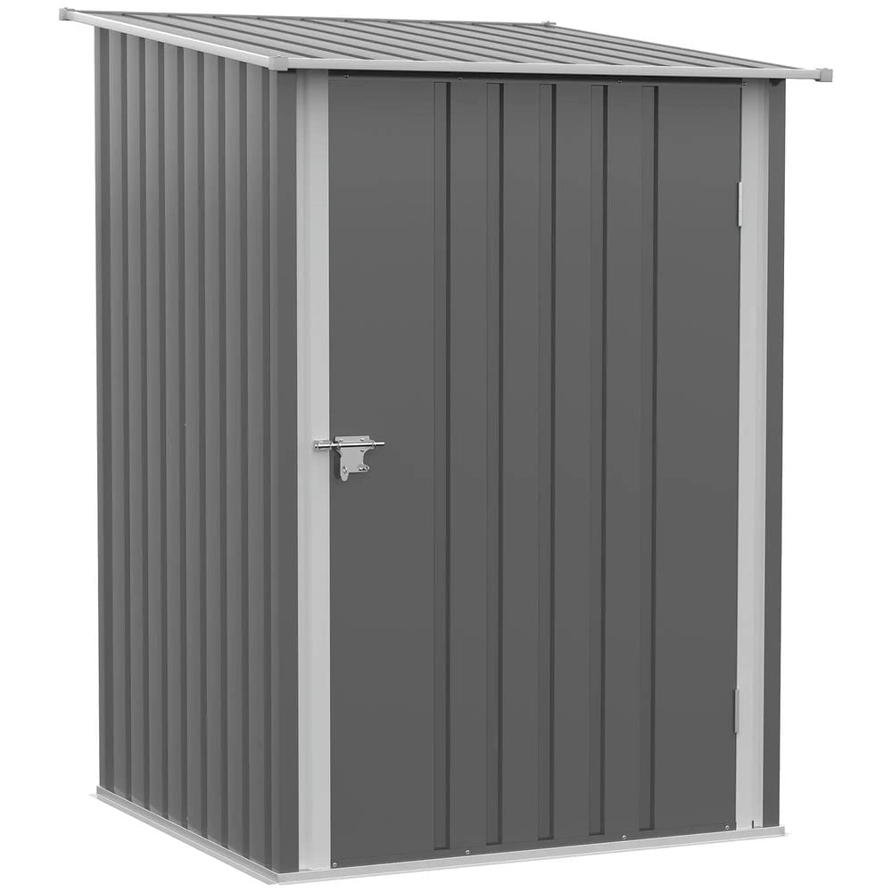 Yardi Yarda Lean-to Garden Storage Shed, Galvanized Steel Tool House with Lockable Door (Gray, 39.25 in W x 40.5 in D x 63 in H) z6jrs