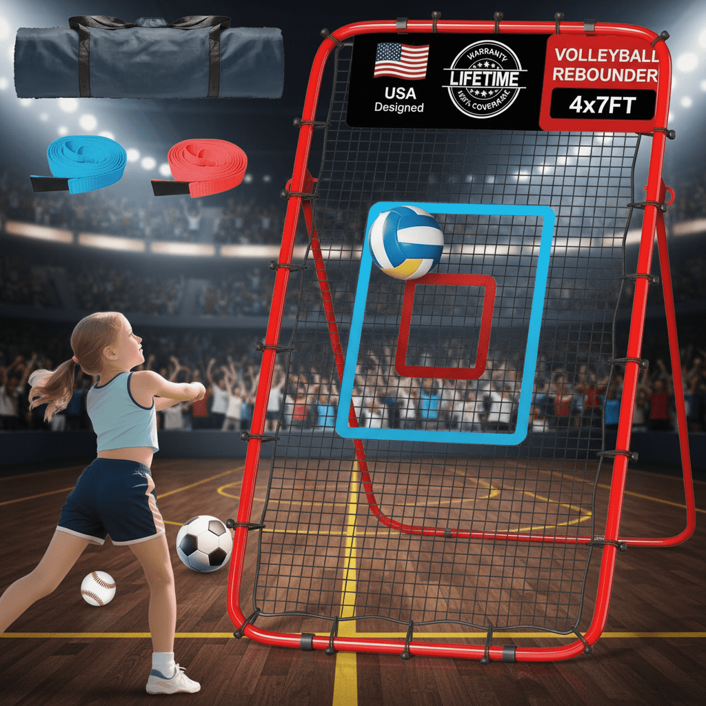 Marlen Volleyball Rebounder Net, Adjustable Bounce Back Trainer with 5 Angles (Red, 7 ft x 4 ft) r5jkx