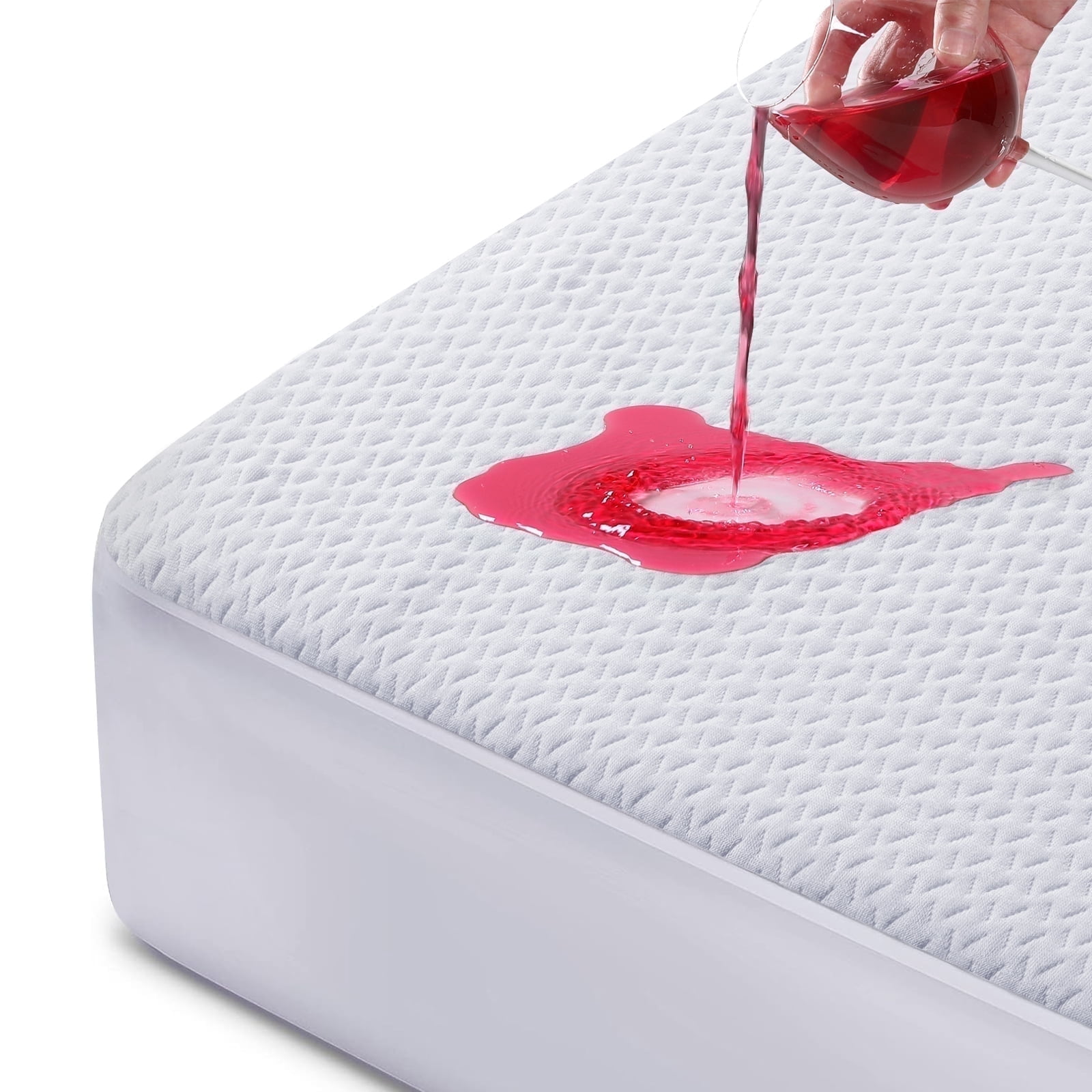 EMONIA Waterproof Mattress Protector (King, White) Premium Bamboo Viscose Cooling Bed Cover with 8-21 in Deep Pocket 89vlu