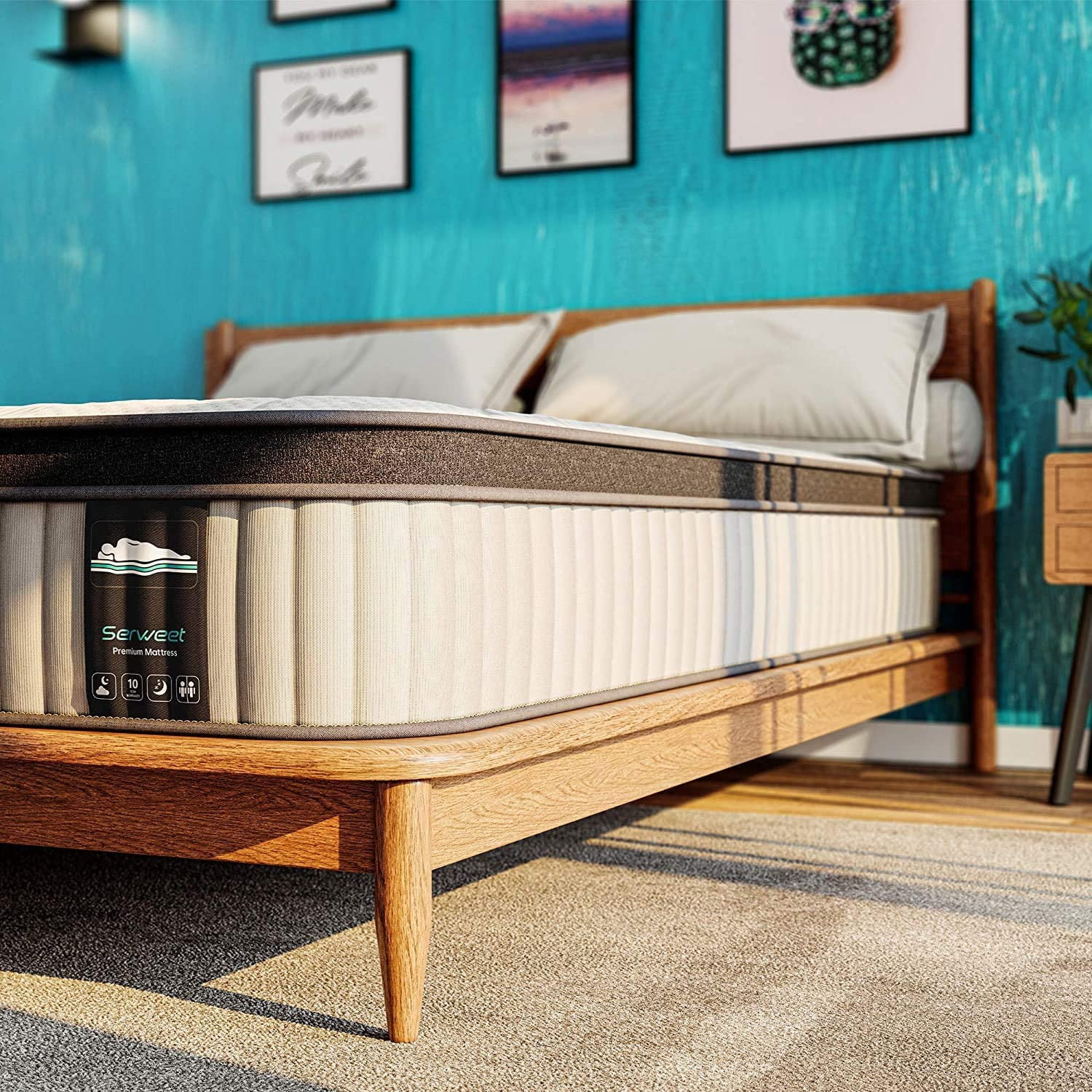 Serweet 10 Inch Memory Foam Hybrid Queen Mattress, Medium Firm Innersprings for Motion Isolation (Grey, Queen) mdycf