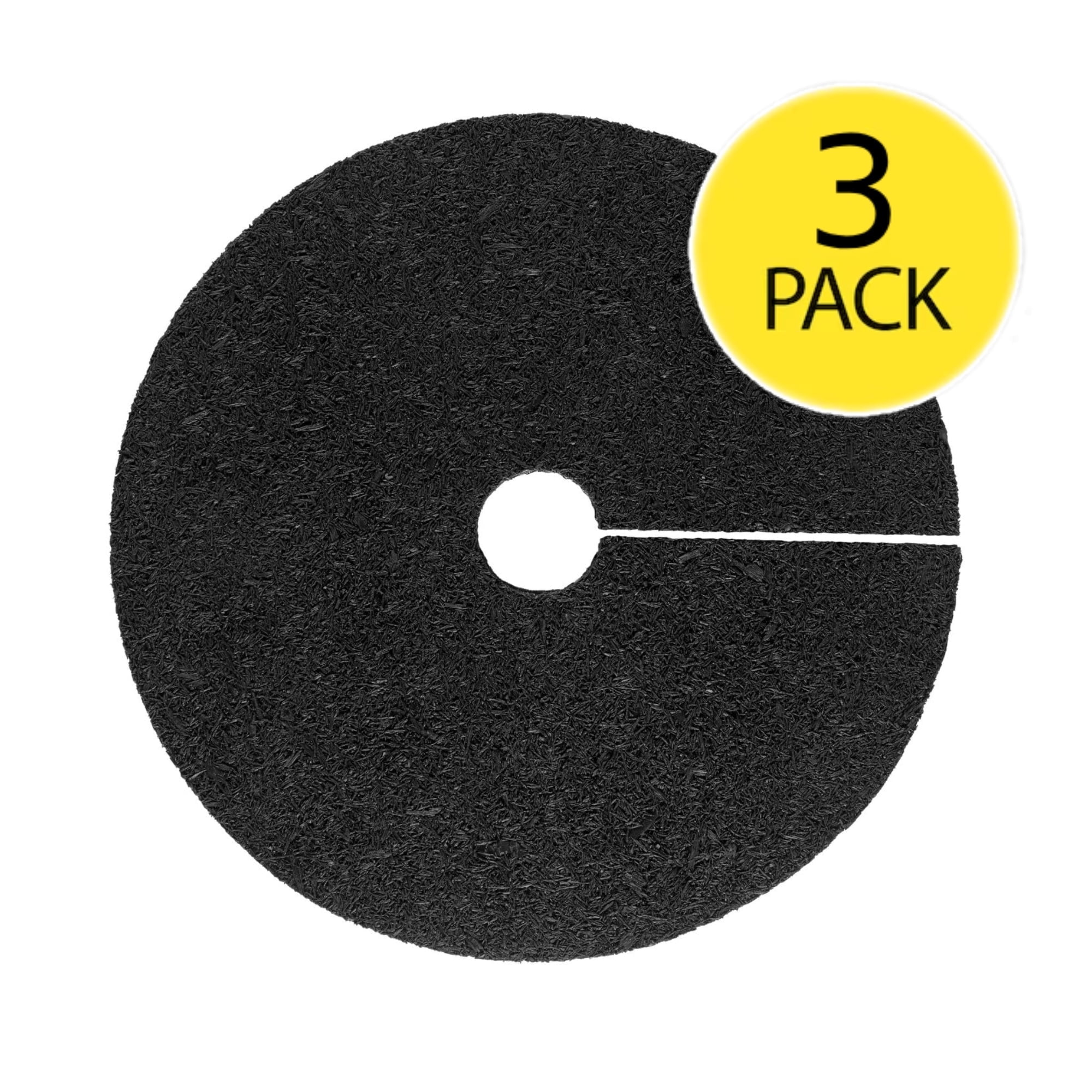 GroundSmart Rubber Mulch Tree Ring, Weed Barrier and Erosion Control (Black, 24 in, 3 Pack) hm03l