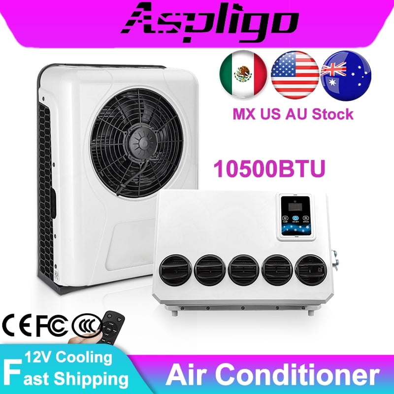 Aspligo 12V DC Electric Split Air Conditioner for RV Truck Camper Van (10500 BTU) 9zxez