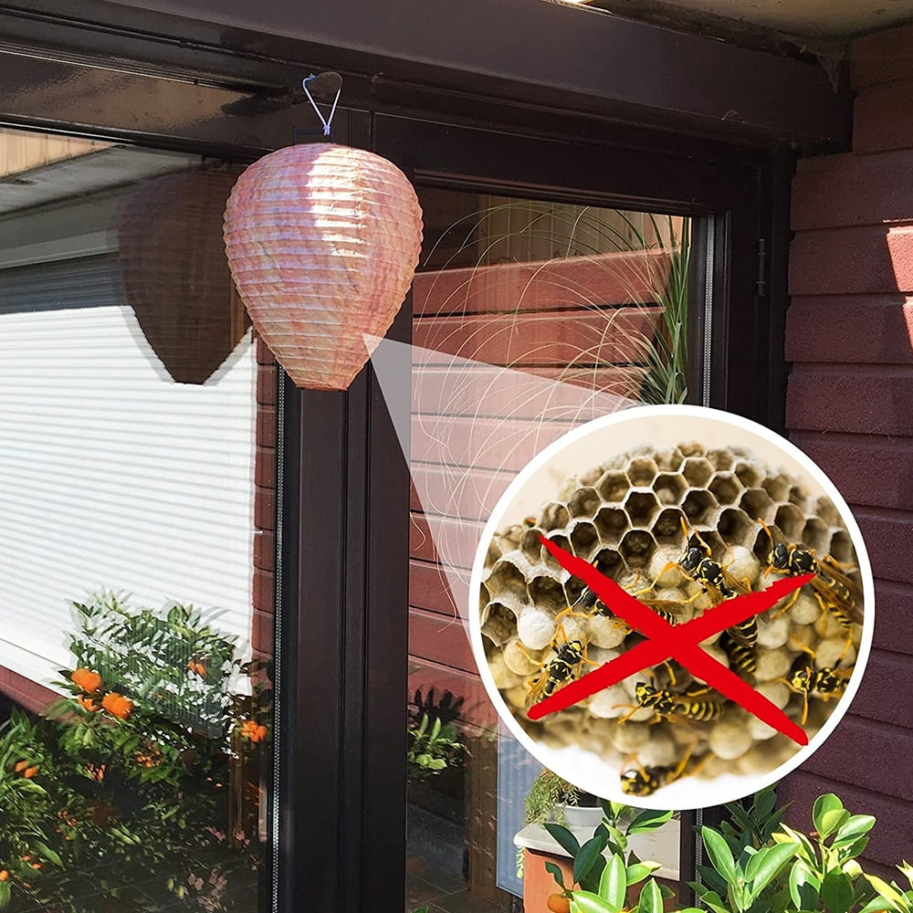 Pamolon Outdoor Wasp Nest Decoy, Natural Deterrent for Patios and Gardens (4 Count, 8.5 in x 11 in) xzw9c