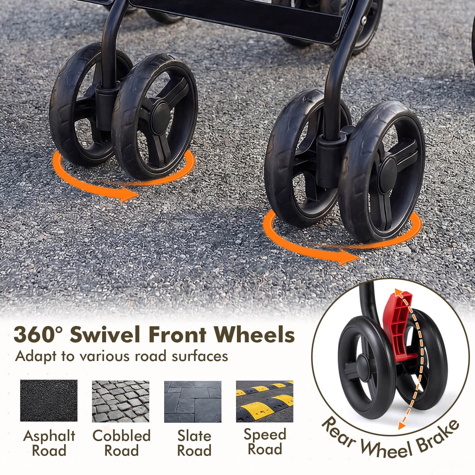 Costway Foldable Twin Baby Double Stroller Ultralight Umbrella Pushchair (Black) 92wl4