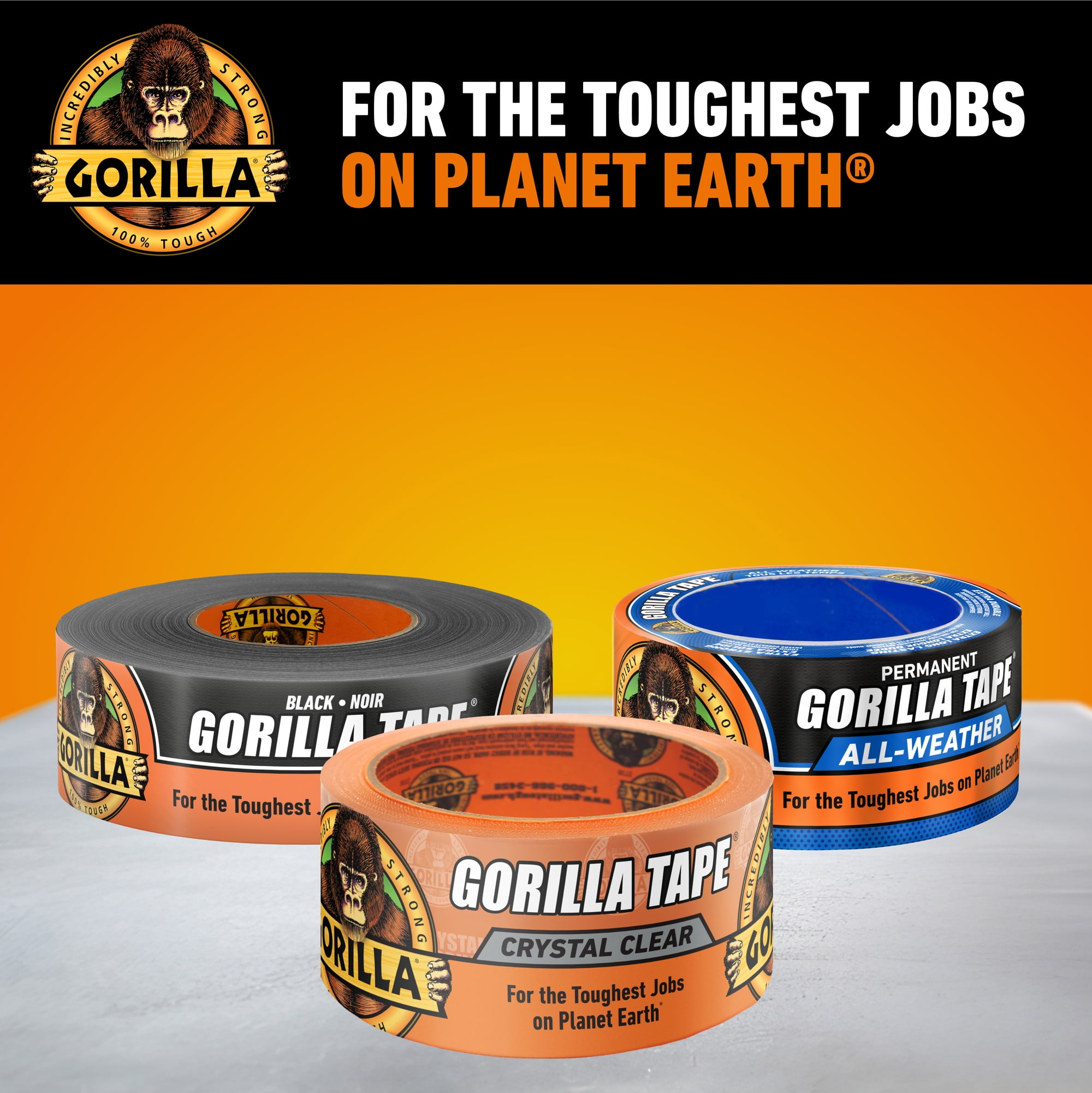 Gorilla Crystal Clear Tape, Heavy-Duty Waterproof Adhesive (Clear, 1.88 in x 27 ft) 58nwv