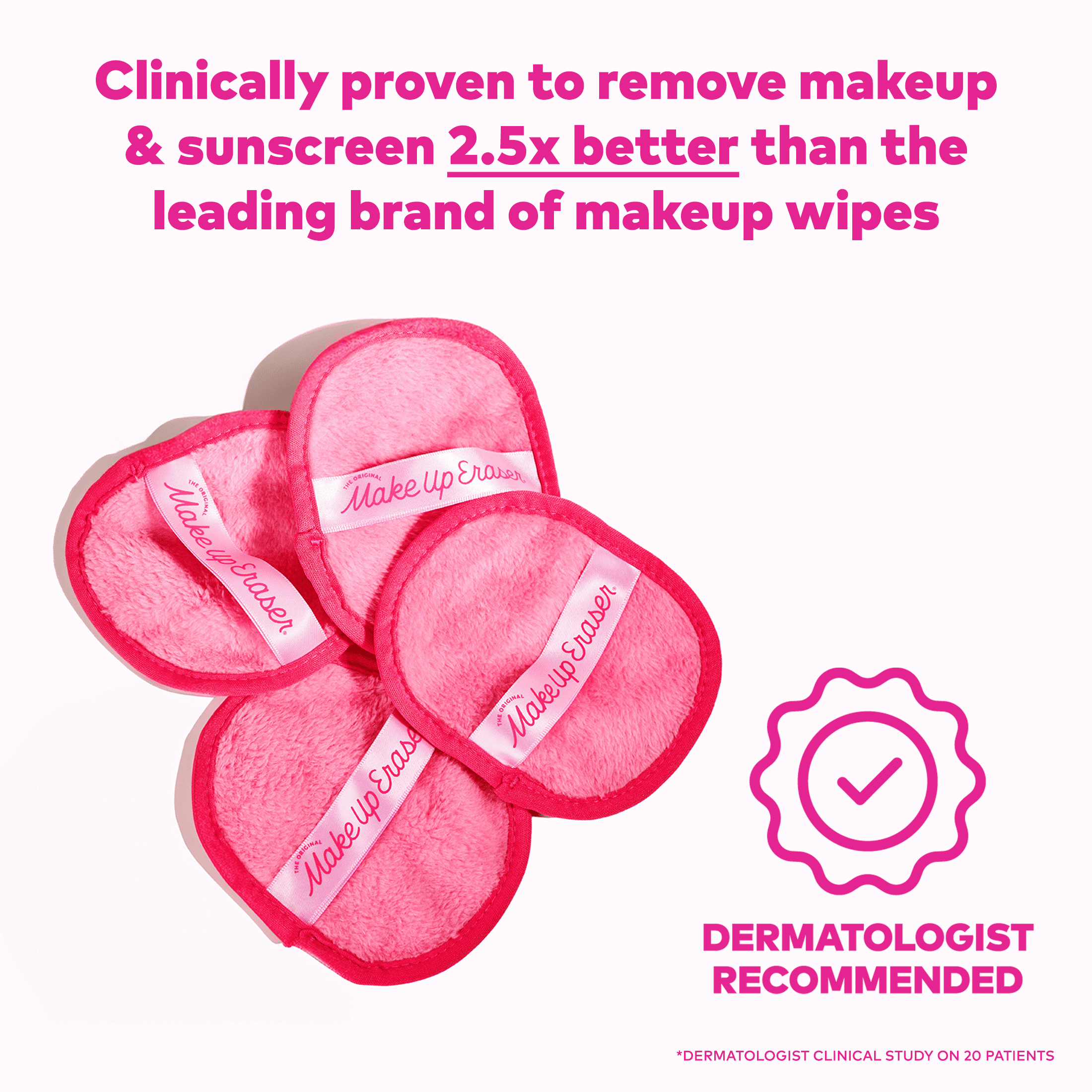 The Original MakeUp Eraser Reusable Makeup Remover Cloth Set (Pink, 3-Day Set) ncbf2