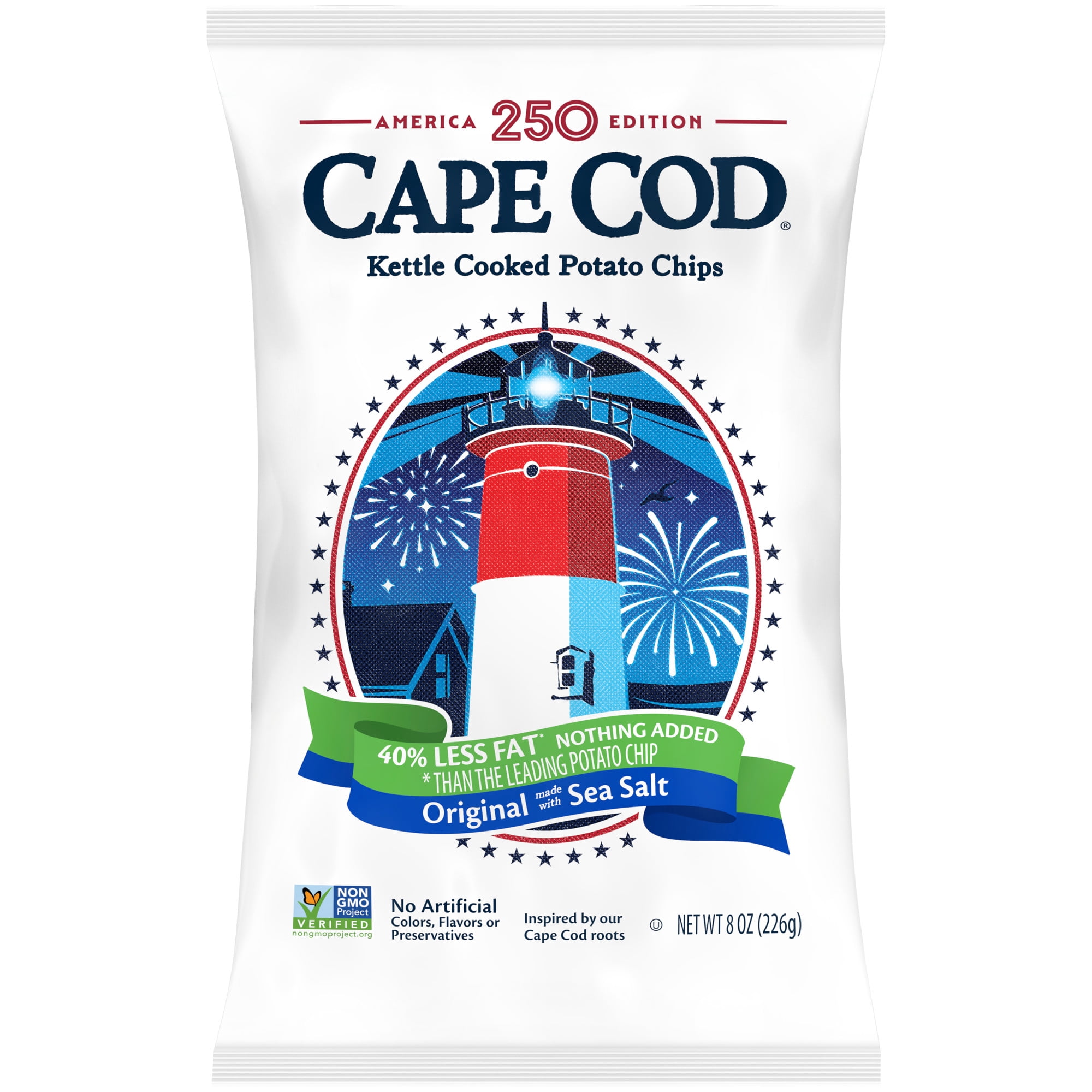 Cape Cod Less Fat Original Potato Chips, Kettle Cooked Crunchy Snack (8 oz) 2jb7r