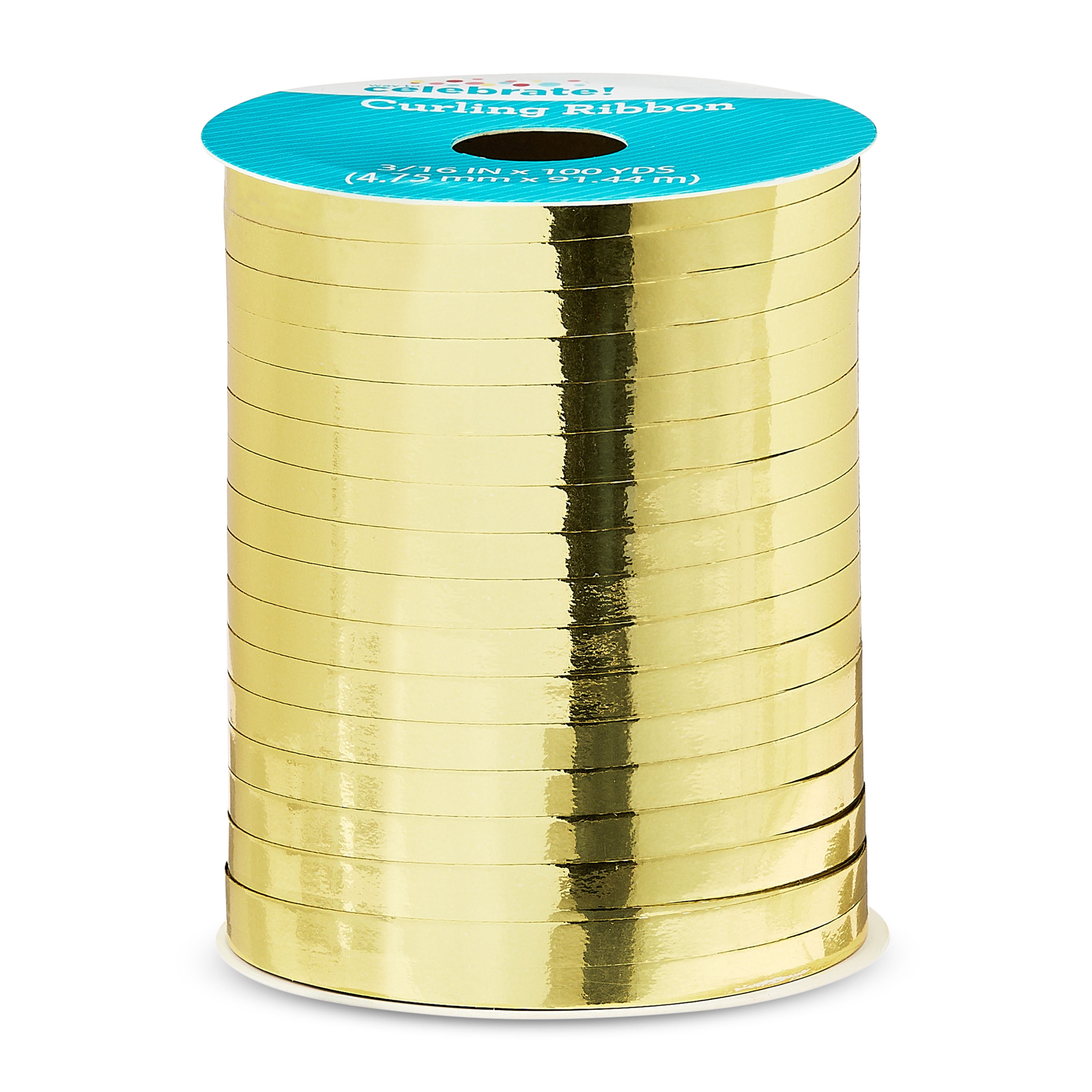 Way To Celebrate Metallic Gold Curling Ribbon for Gift Wrapping and Party Decor (Gold, 100 yds) q0tc6